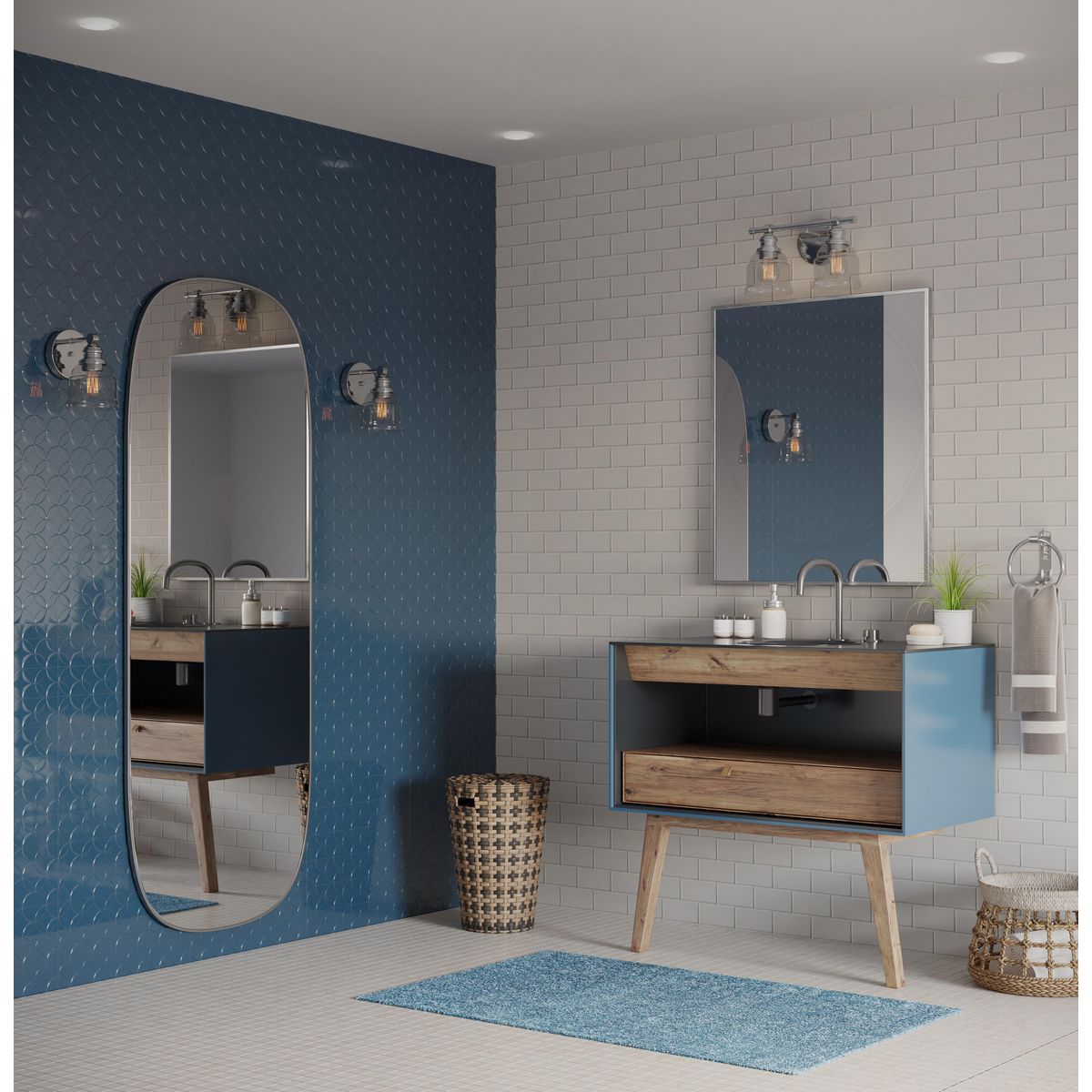 Progress Lighting P300374-015 Ambrose 2 Light Polished Chrome Bath Vanity Wall Light - Lifestyle