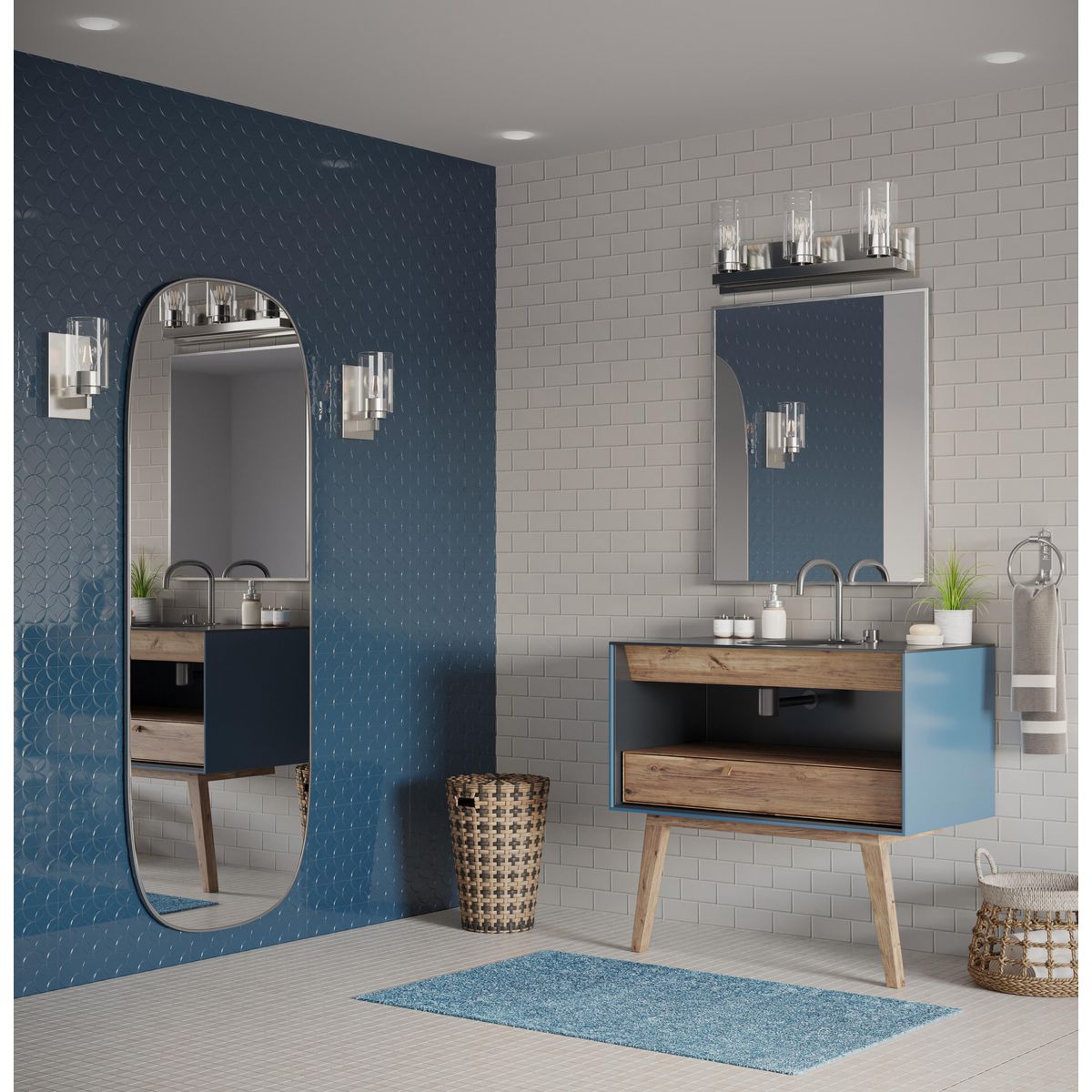 Progress Lighting Goodwin brushed nickel vanity light in bathroom setting