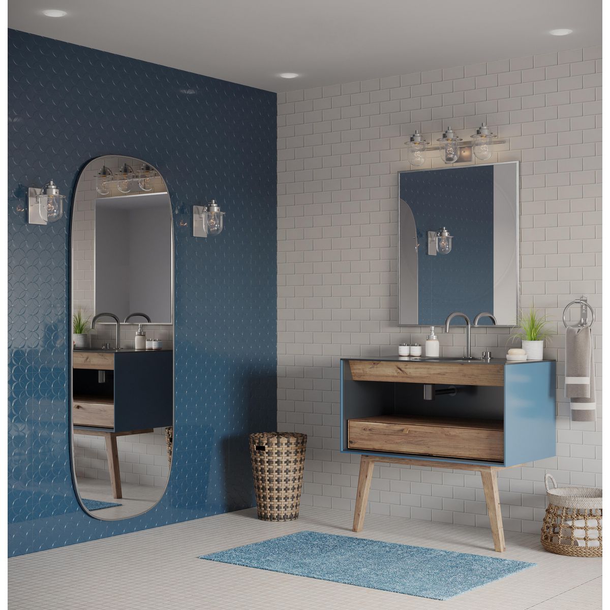 Progress Lighting Northlake brushed nickel bath vanity wall light shown in bathroom setting