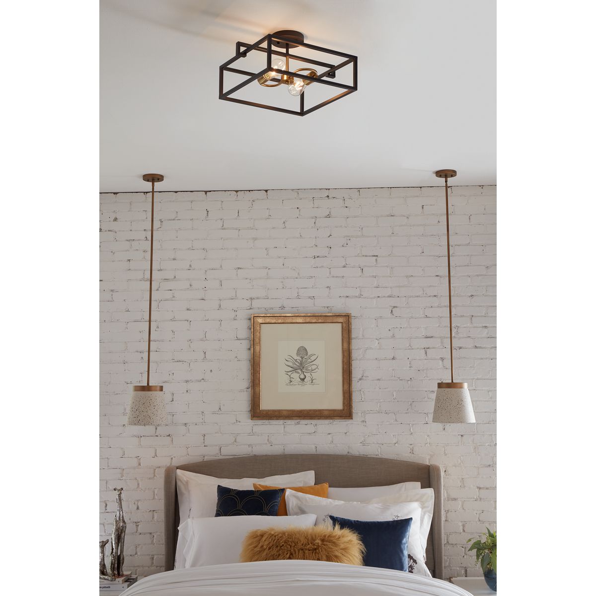 Progress Lighting Terrazzo pendant ceiling lights in a bedroom setting