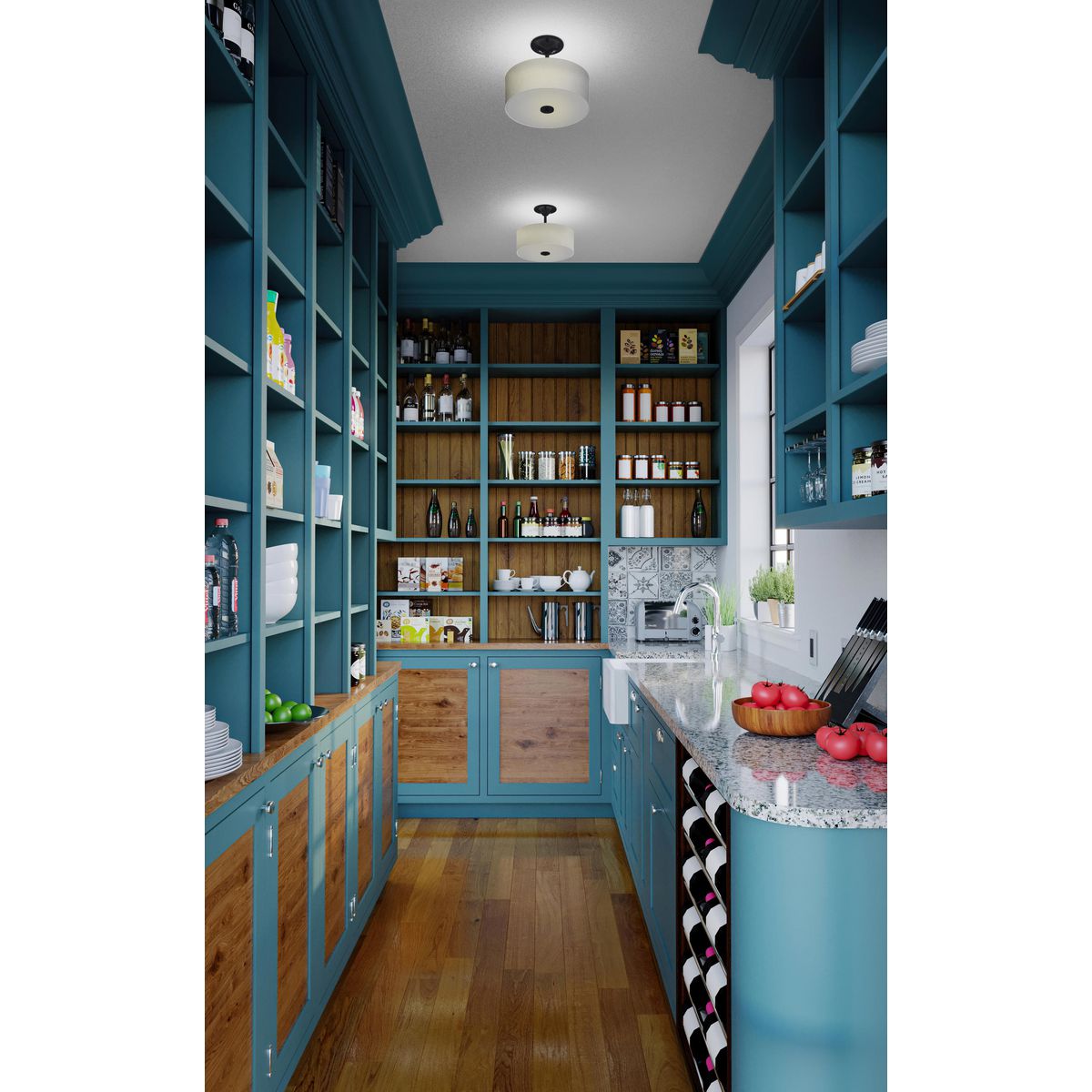 Progress Lighting P350129-143 Inspire Graphite Semi-Flush Ceiling Light - Lifestyle Pantry Application Shot