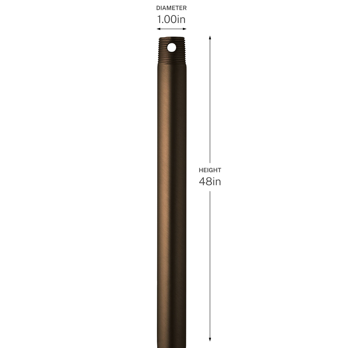 Progress Lighting C2607-HBB Downrod 48 inch Heritage Brushed Bronze Ceiling Fan Downrod - Dimensions
