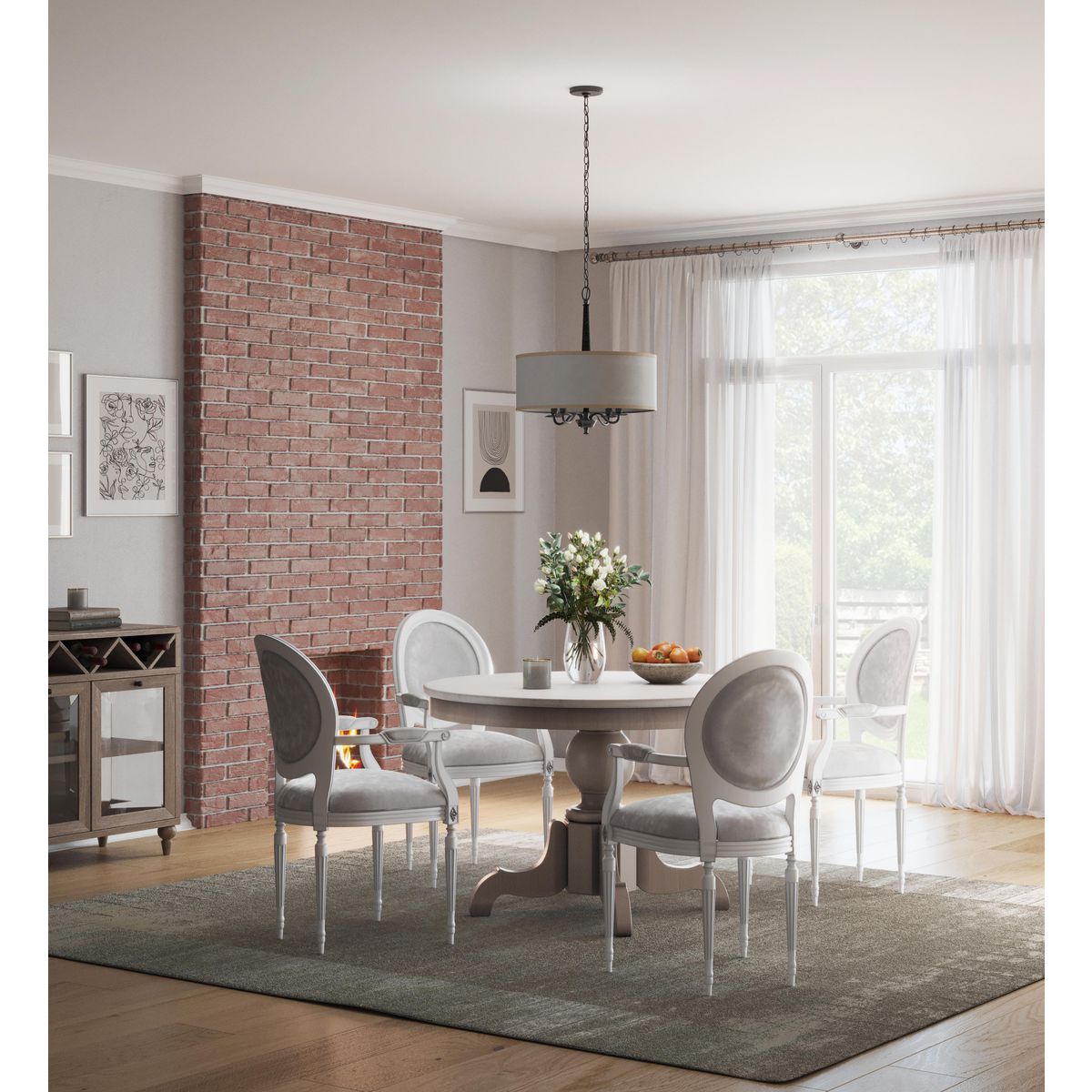Progress Lighting P400218-031 Durrell matte black chandelier in dining room