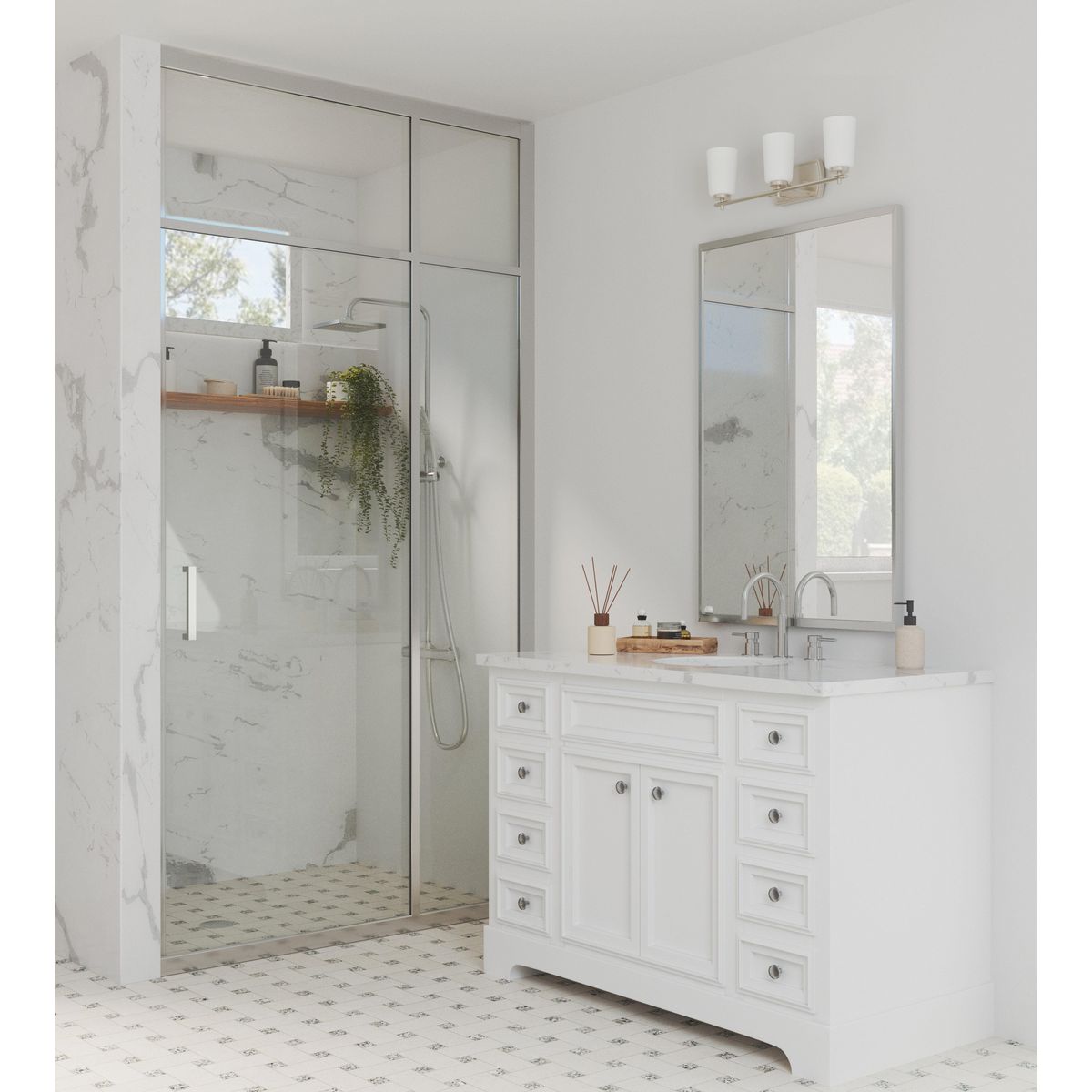 Progress Lighting Adley 3 light bath vanity wall light in bathroom setting