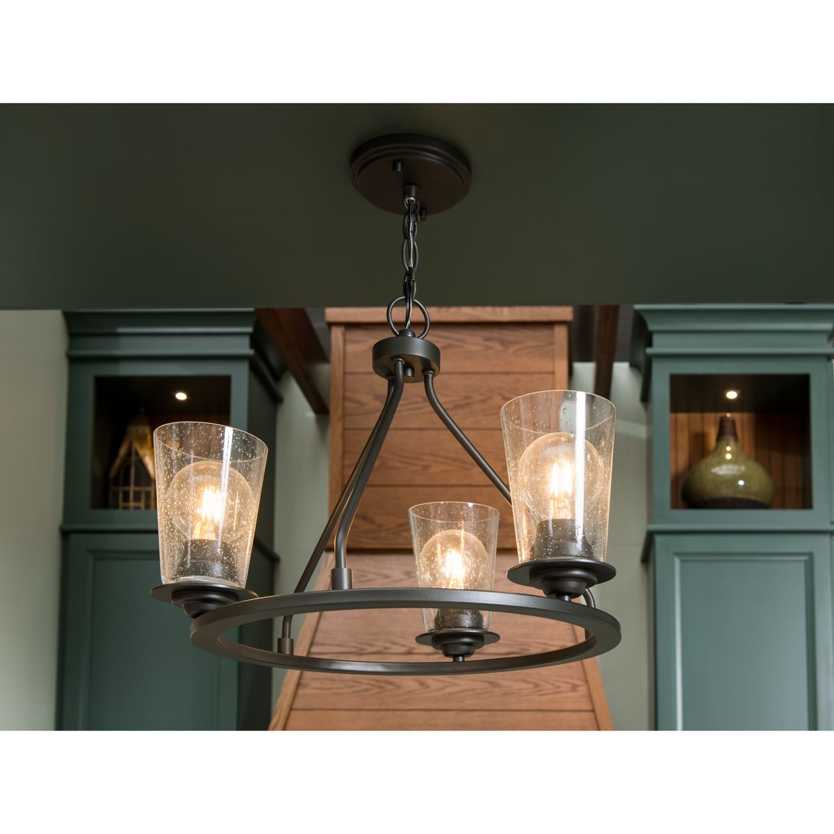 Progress Lighting Debut 3 light graphite semi-flush ceiling light in room setting