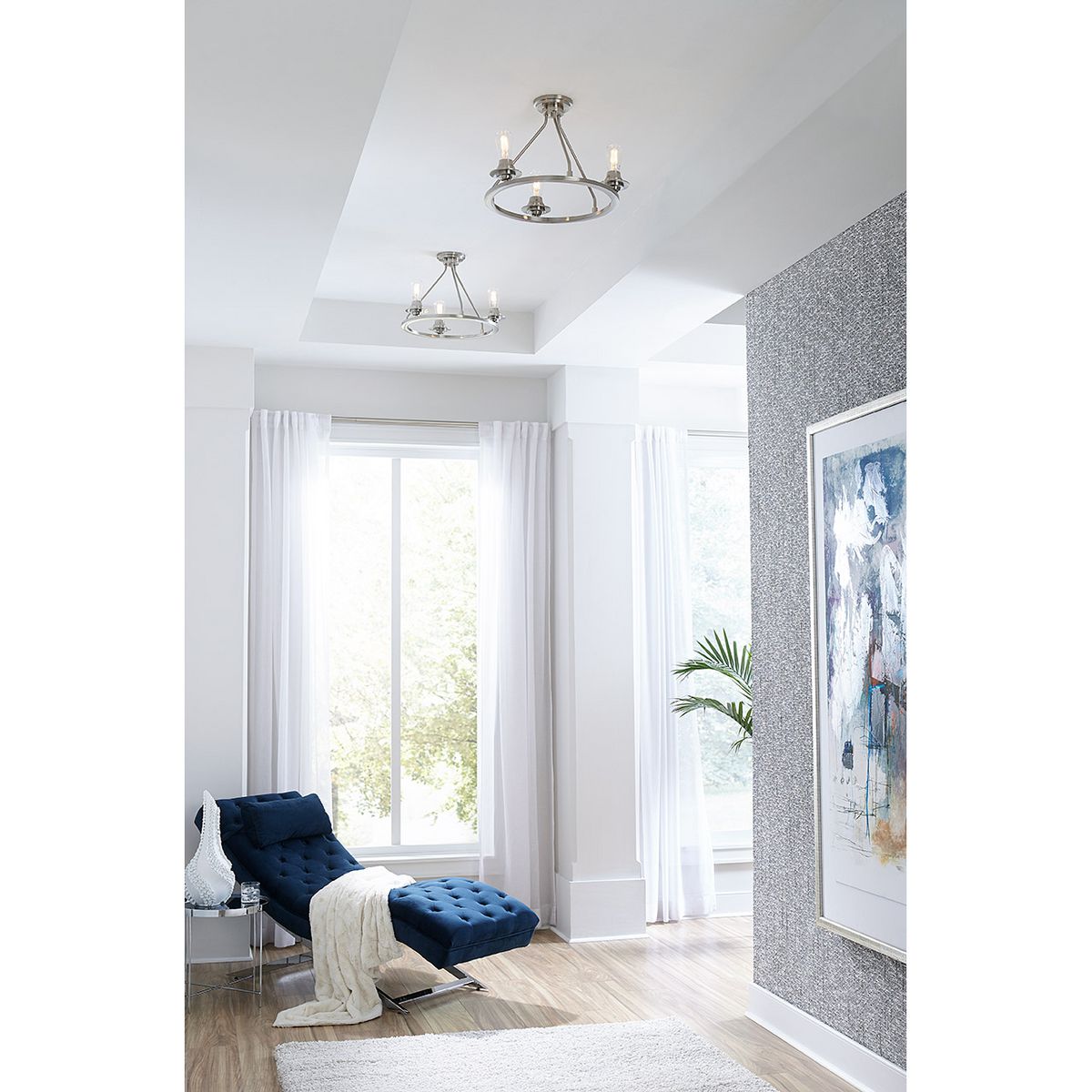Progress Lighting Debut brushed nickel semi-flush ceiling light in room setting