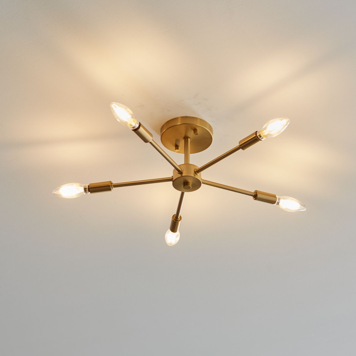 Progress Lighting Delayne 5 light semi-flush mount ceiling light in brushed bronze installed on ceiling