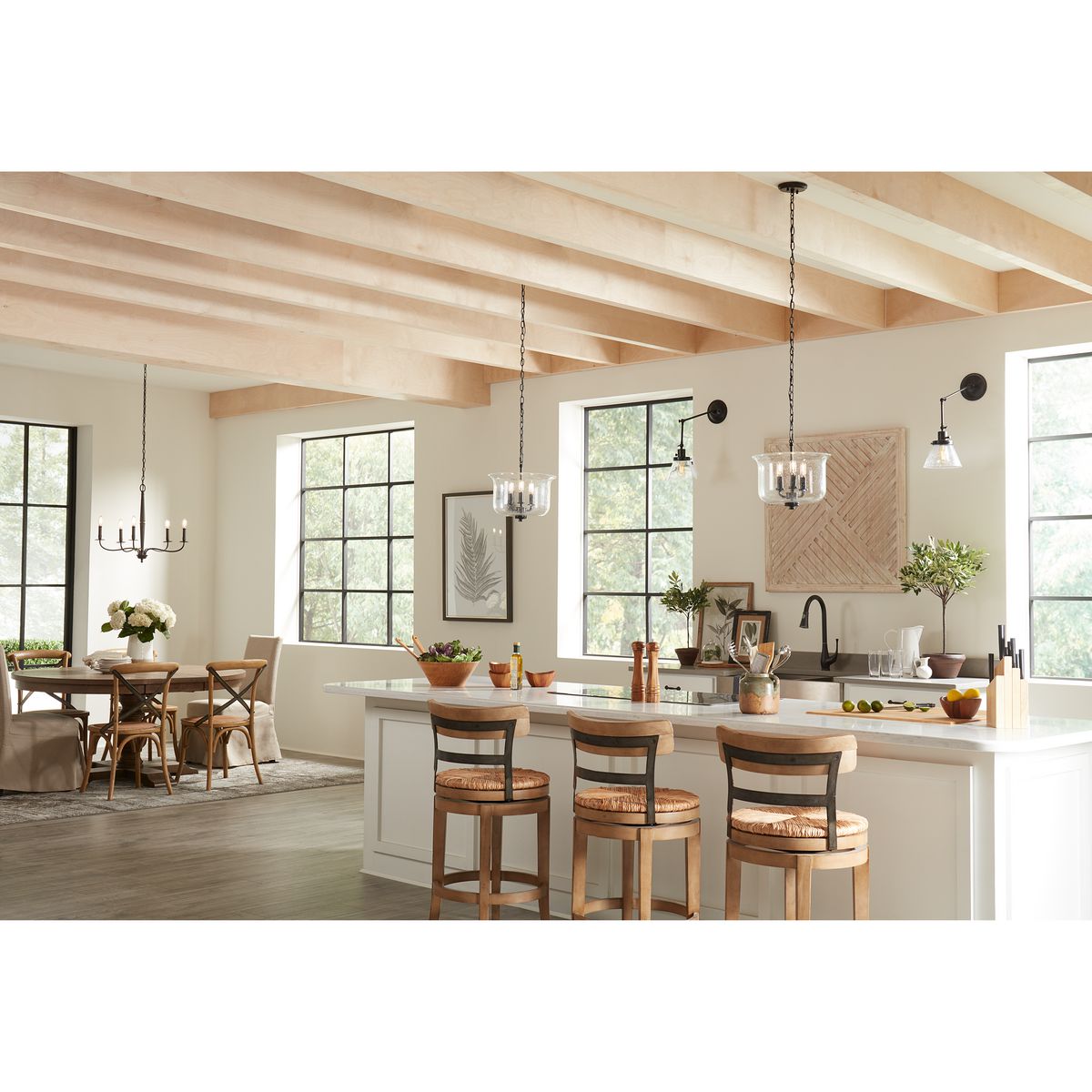 Progress Lighting P400199-031 Durrell 5 Light Matte Black Chandelier Ceiling Light - Lifestyle Application Shot
