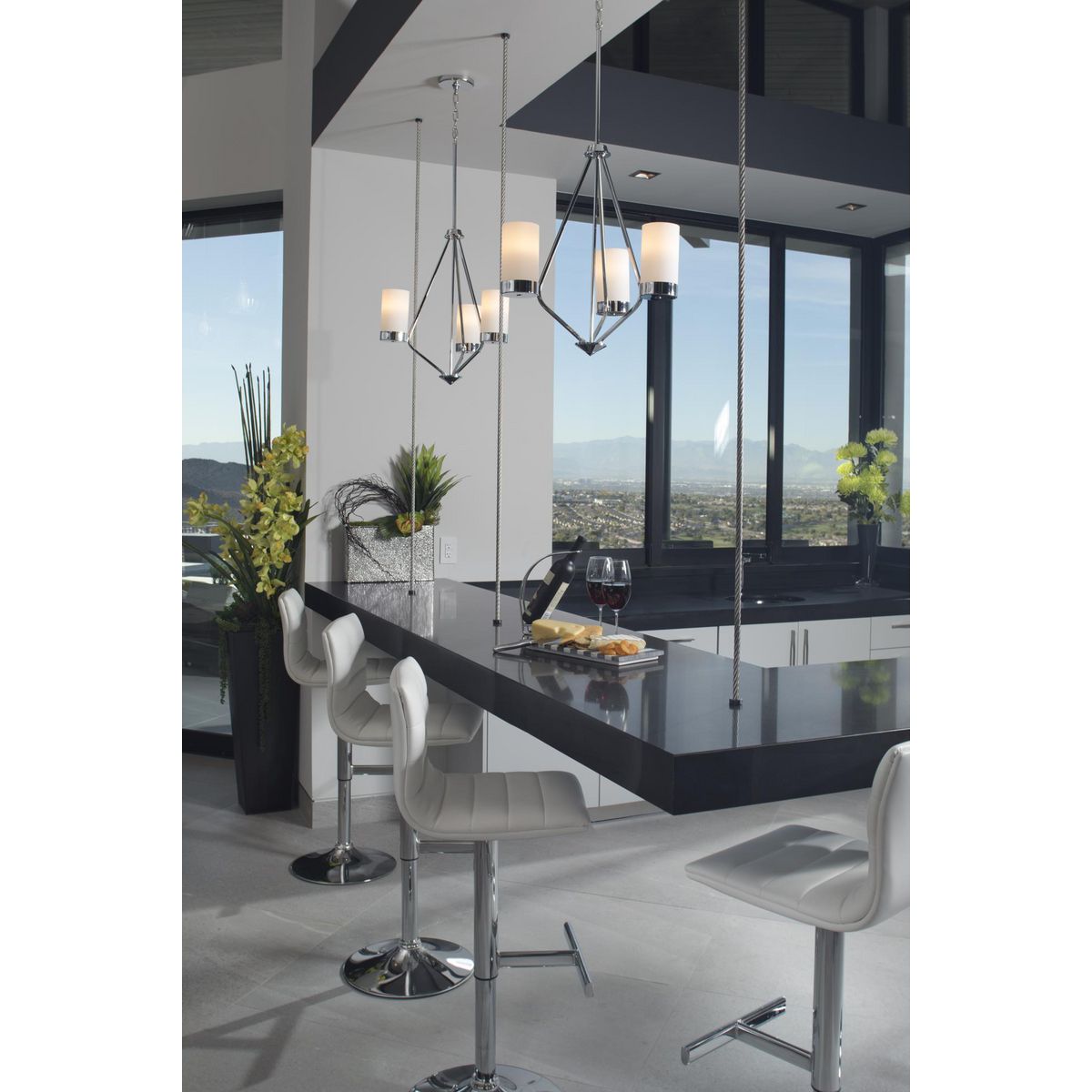 Progress Lighting Elevate 3 light polished chrome chandelier in kitchen setting