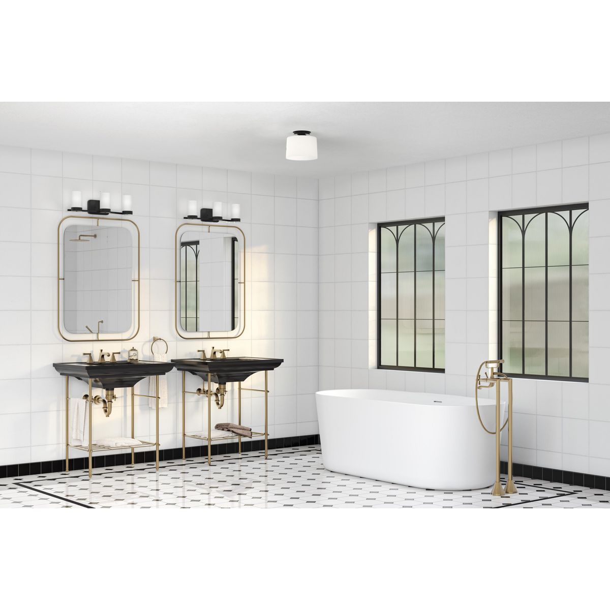 Progress Lighting Elevate matte black bath vanity wall light in bathroom setting