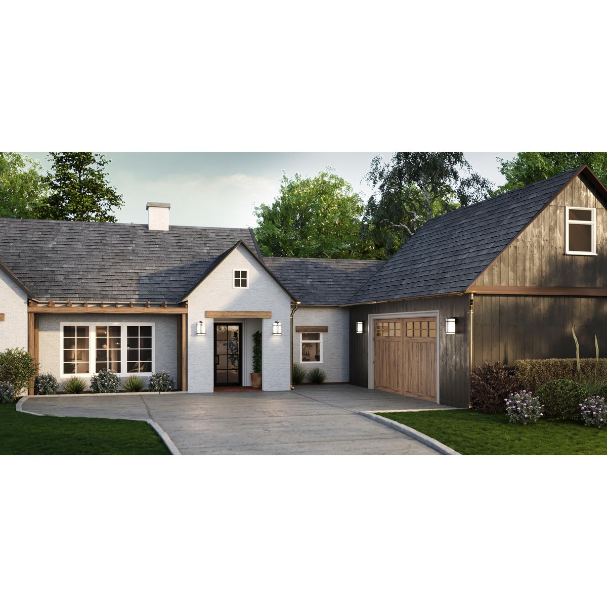 Progress Lighting Ellery black outdoor wall lantern shown on home exterior