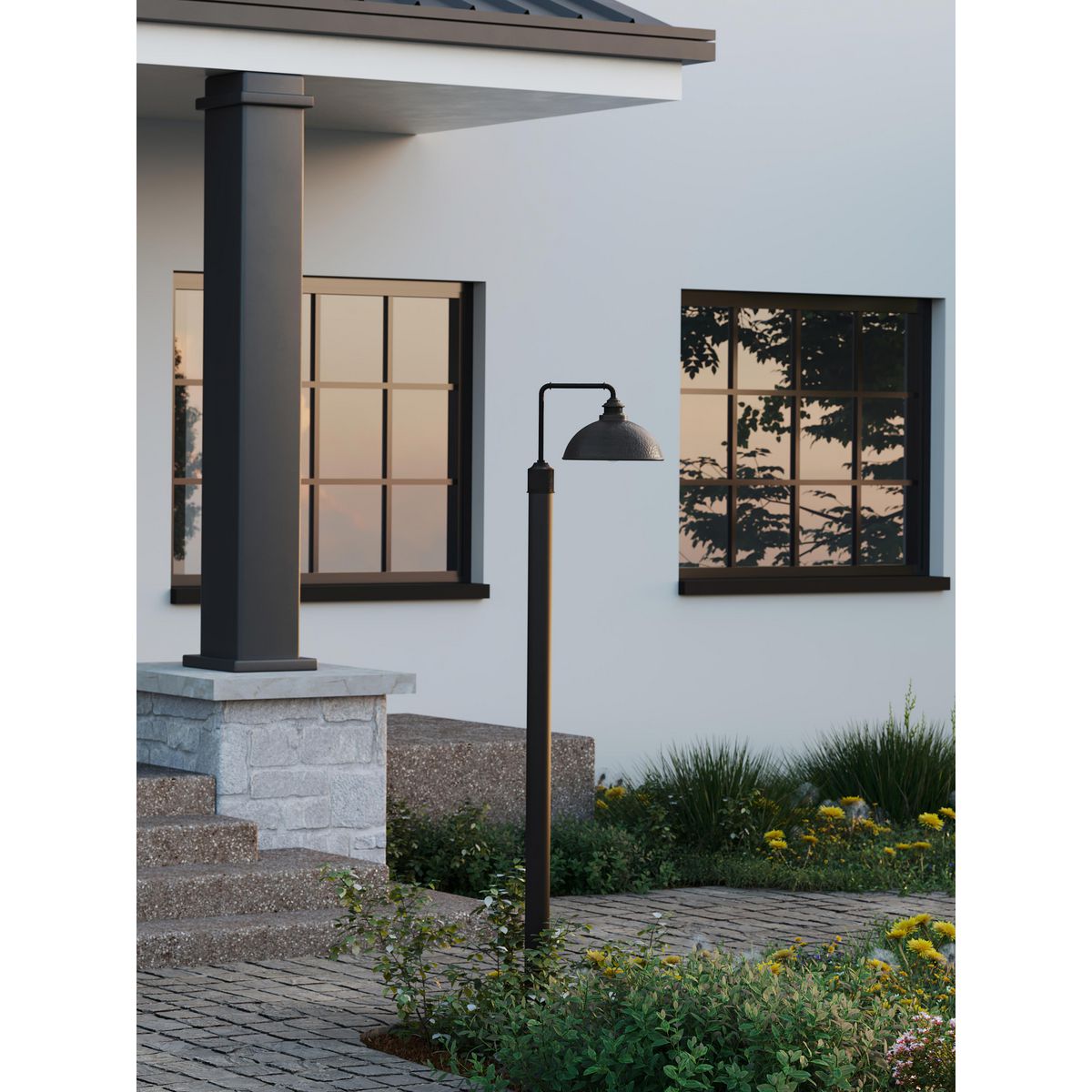 Progress Lighting P5390-31 matte black outdoor aluminum post shown in landscape setting