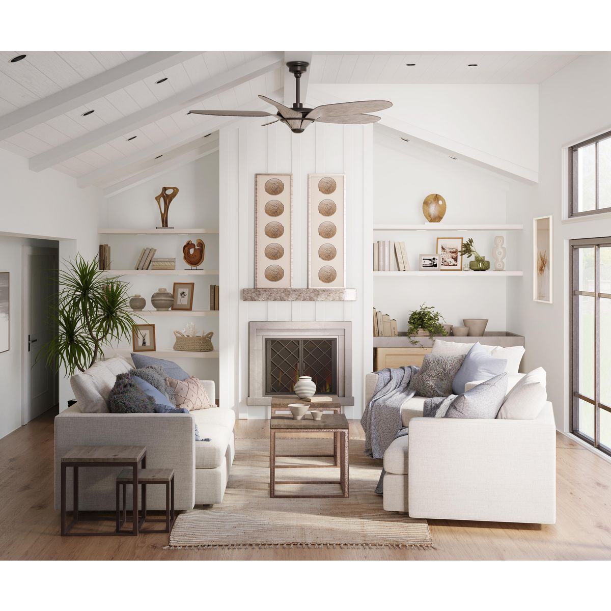Progress Lighting Mesilla 60 inch Flat Black ceiling fan in living room