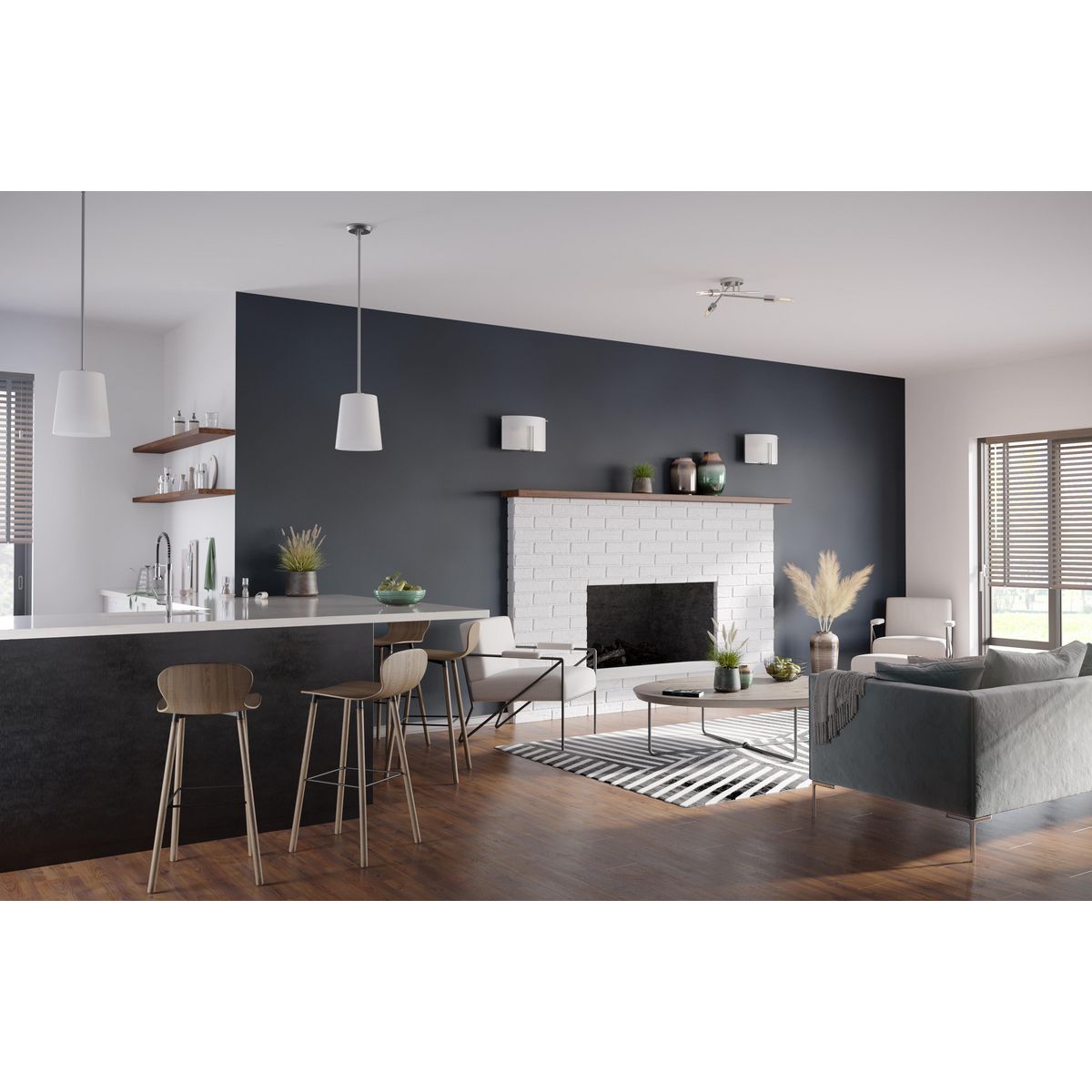 Progress Lighting P500429-009 Clarion 1 Light Brushed Nickel Pendant - Lifestyle Room Scene