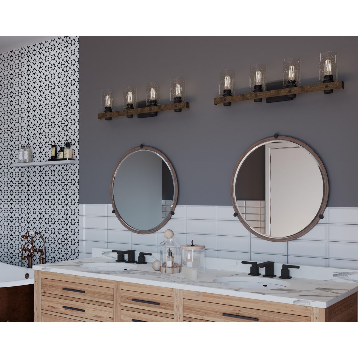 Progress Lighting Gulliver graphite bath vanity wall lights in bathroom setting