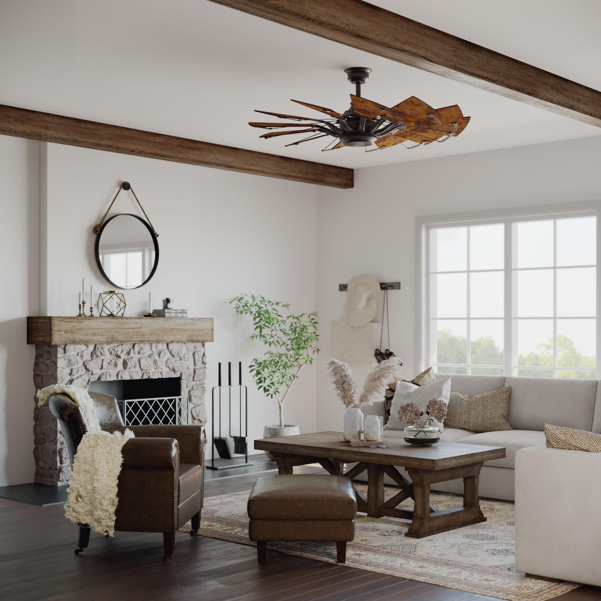 Progress Lighting P250065-129 Springer 52 inch Architectural Bronze Ceiling Fan in living room