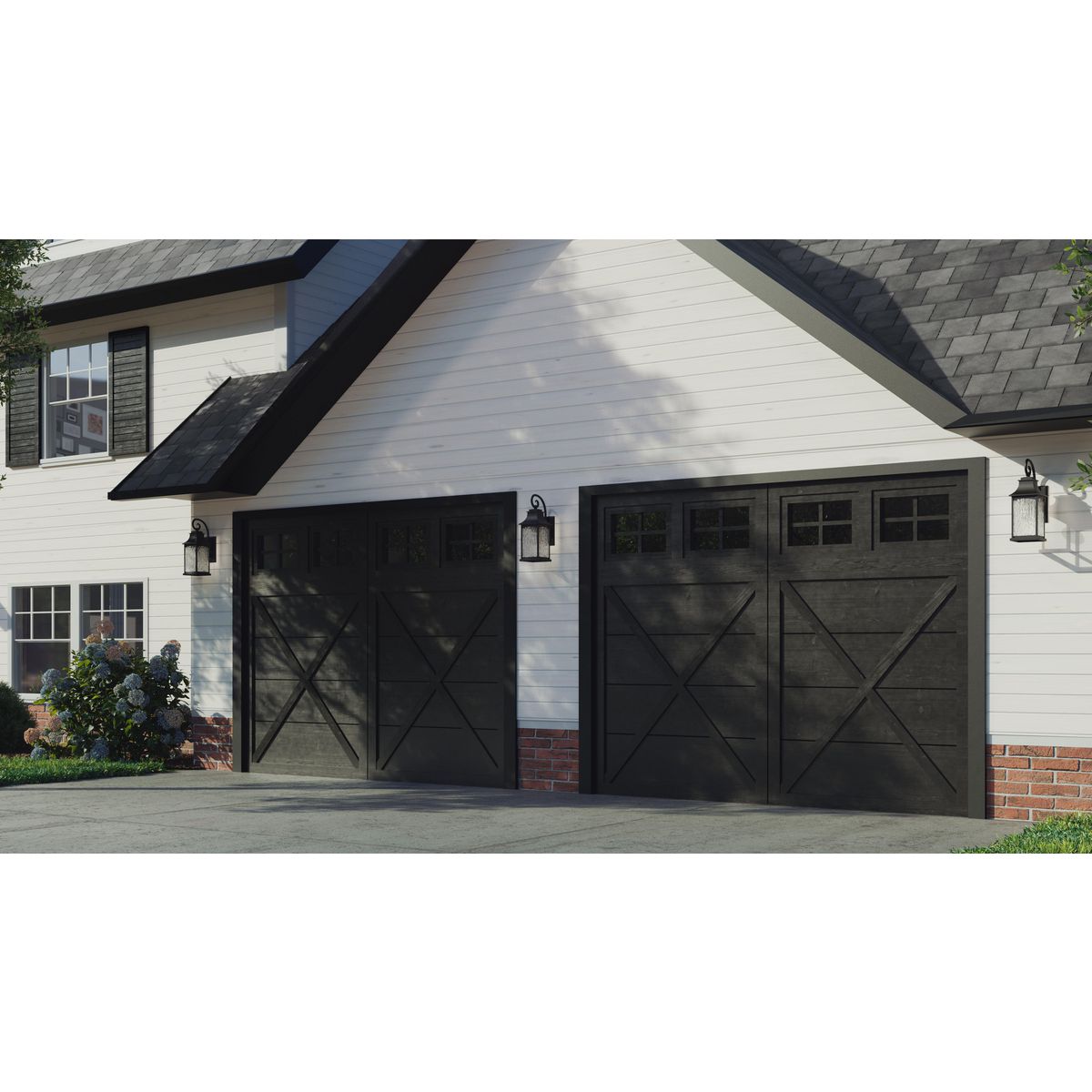 Progress Lighting P5754-31 Maison wall lantern installed on garage exterior