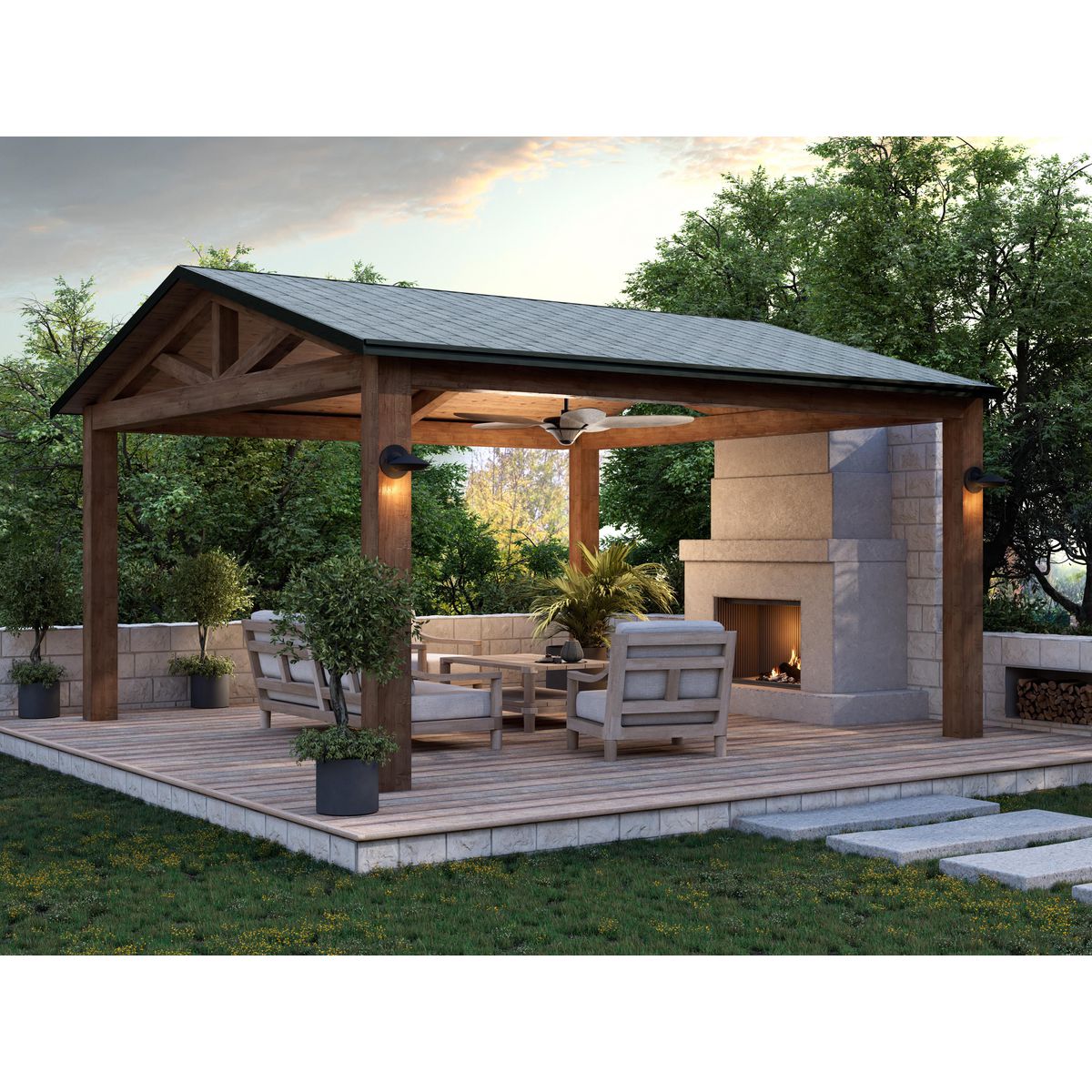 Progress Lighting Strata outdoor wall lantern installed on gazebo
