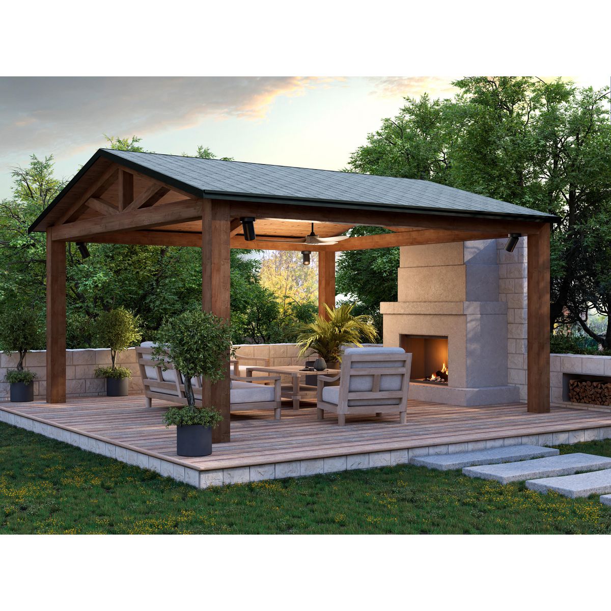 Progress Lighting 3 inch cylinder ceiling lights installed on outdoor gazebo
