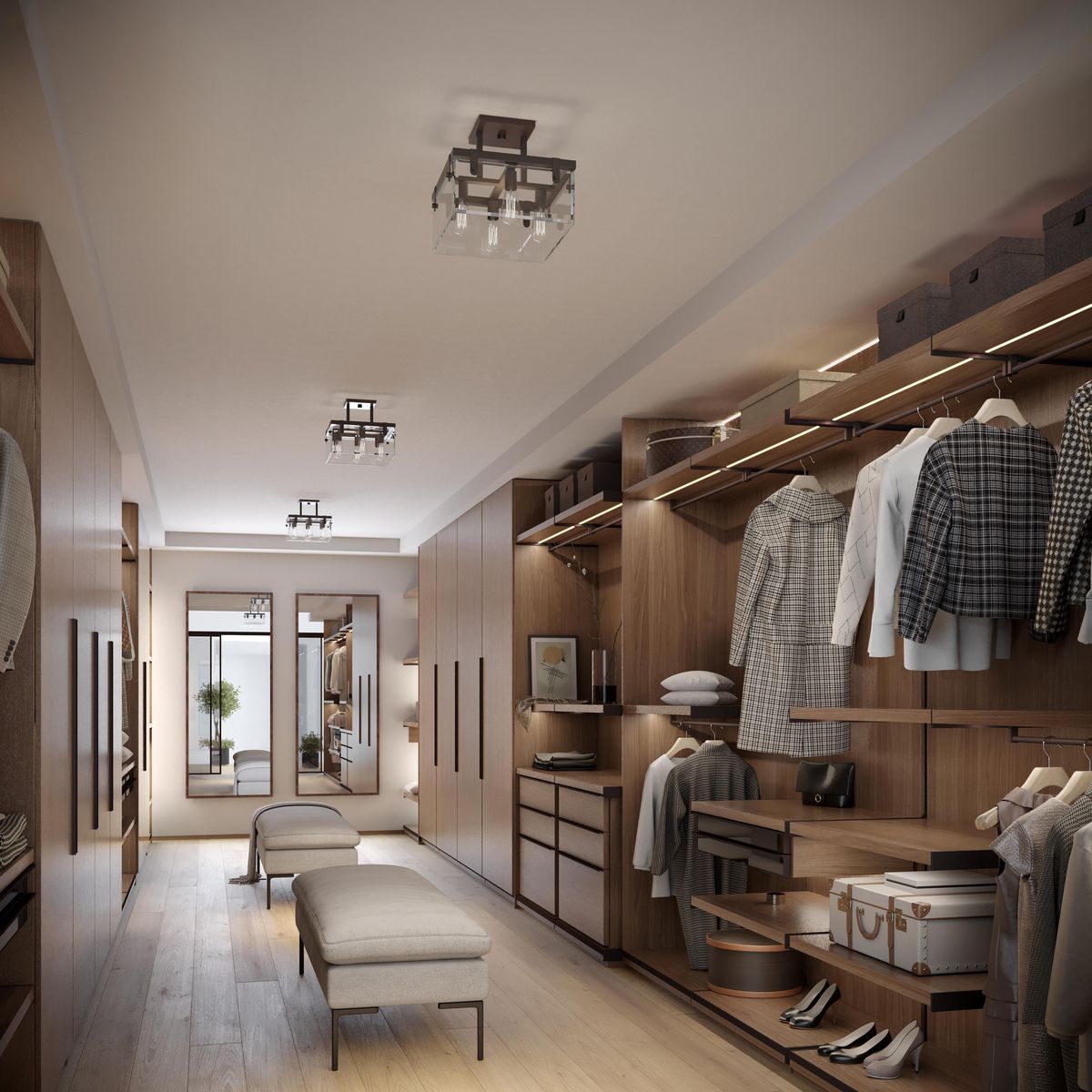 Progress Lighting Glayse antique bronze semi-flush ceiling light in walk-in closet