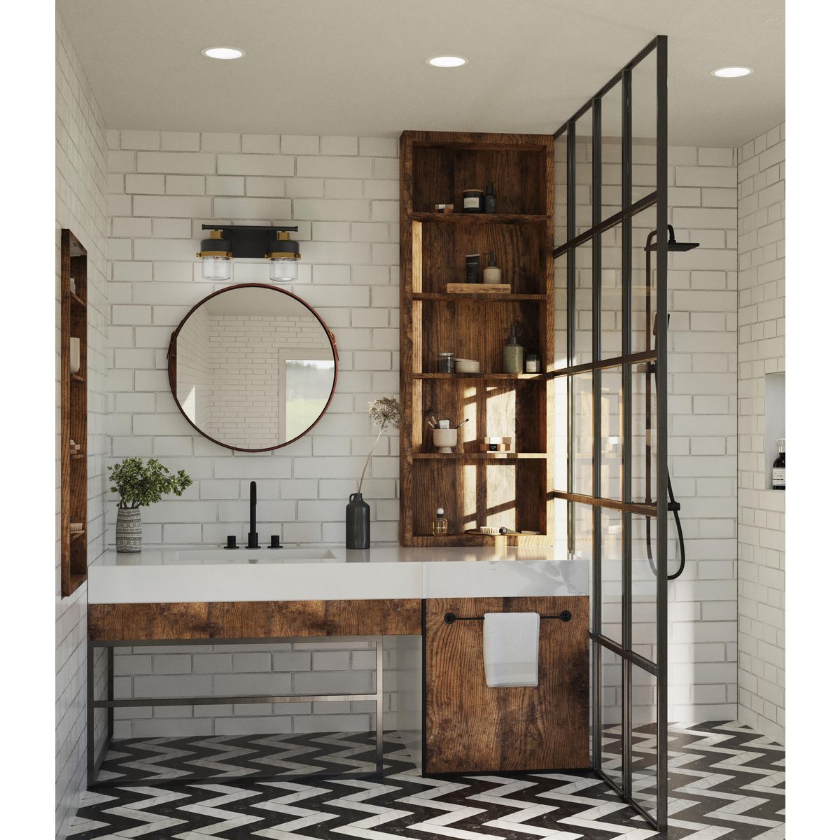 Progress Lighting P300423-31M Beckner 2 Light Matte Black Bath Vanity Wall Light - Lifestyle Installation
