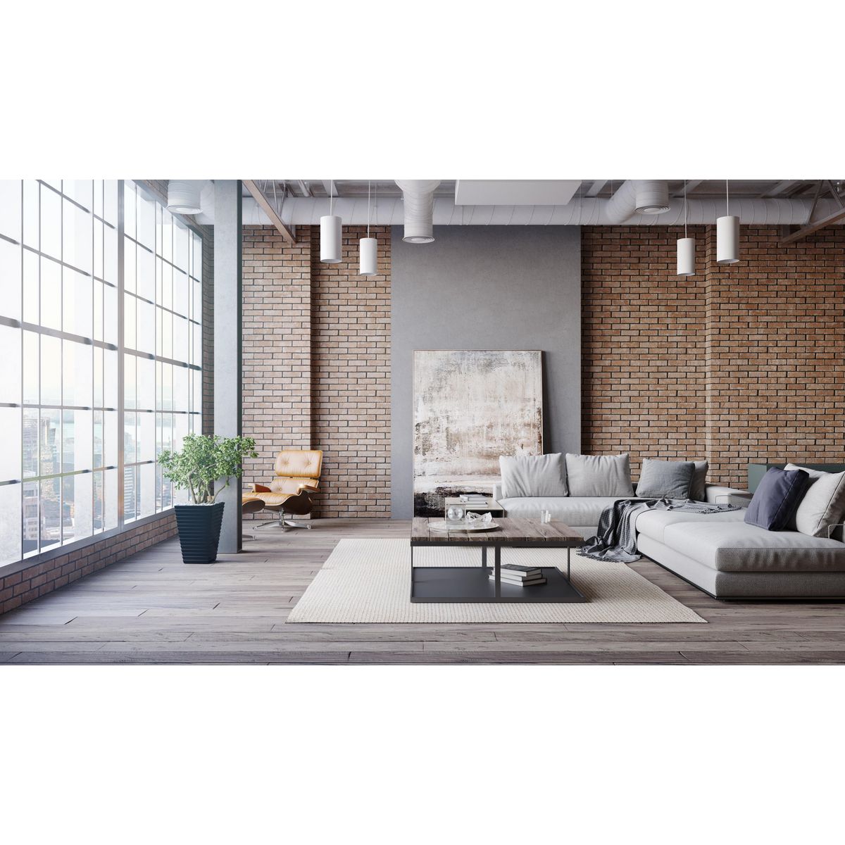 Progress Lighting P500356-030 white cylinder pendant ceiling light in interior setting
