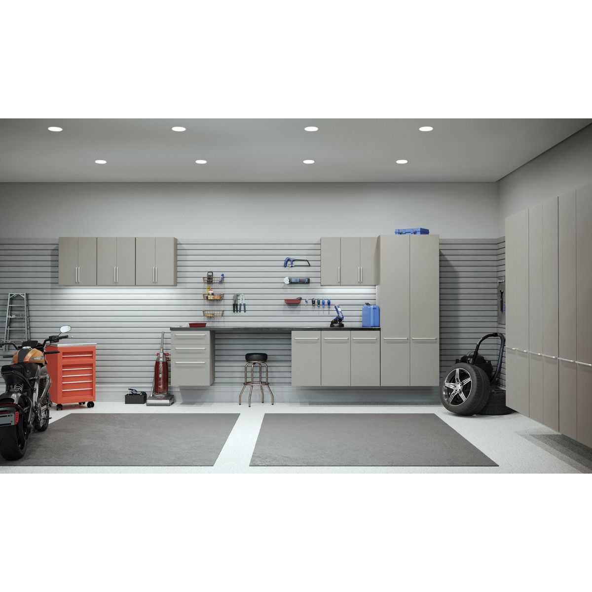Progress Lighting Edgelit LED Flush Mount Ceiling Light lifestyle application in garage setting