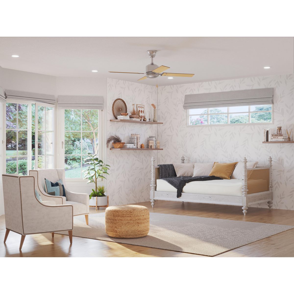 Progress Lighting P2531-09 North Park 52 inch Brushed Nickel Ceiling Fan in room setting