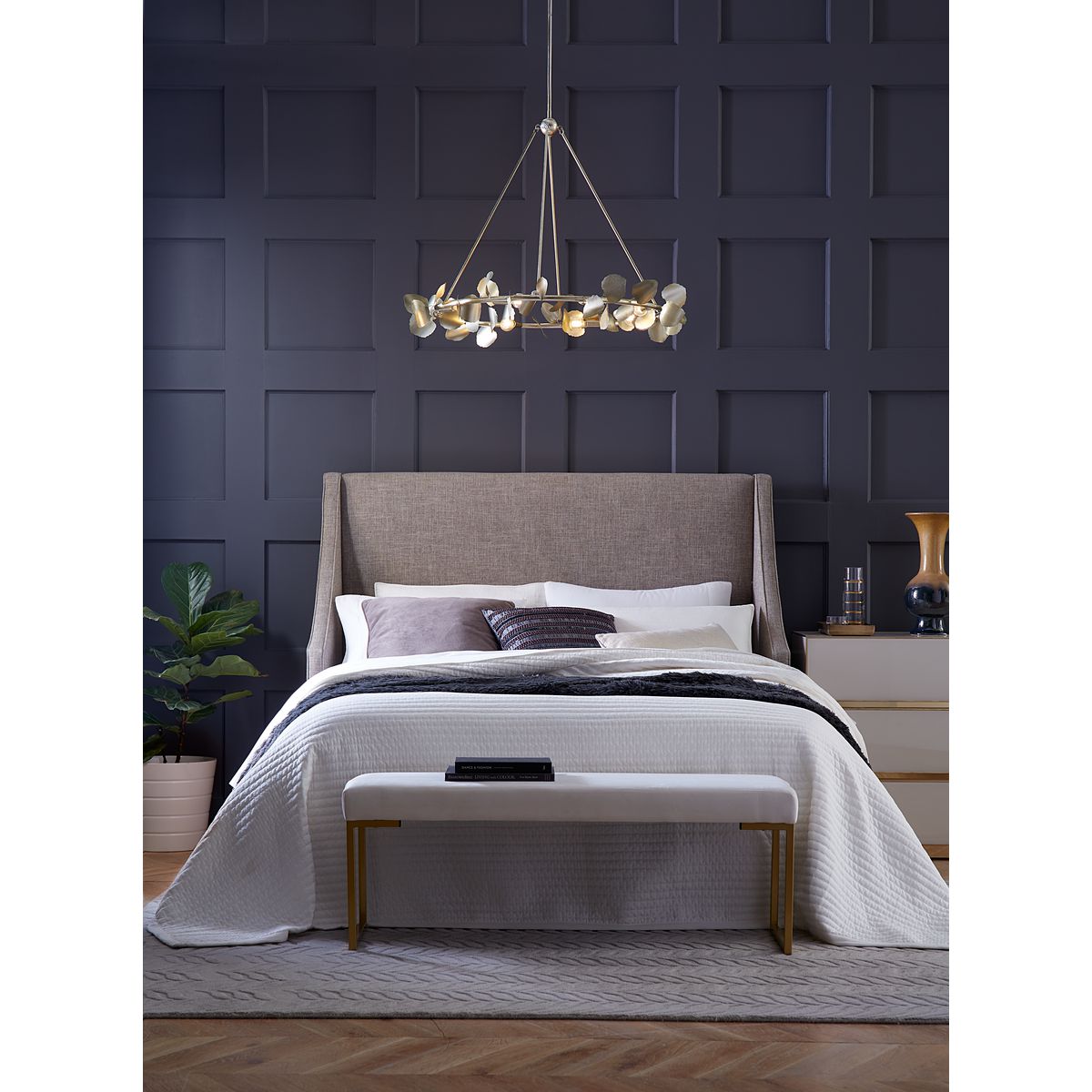 Progress Lighting Laurel 8 light chandelier in bedroom setting