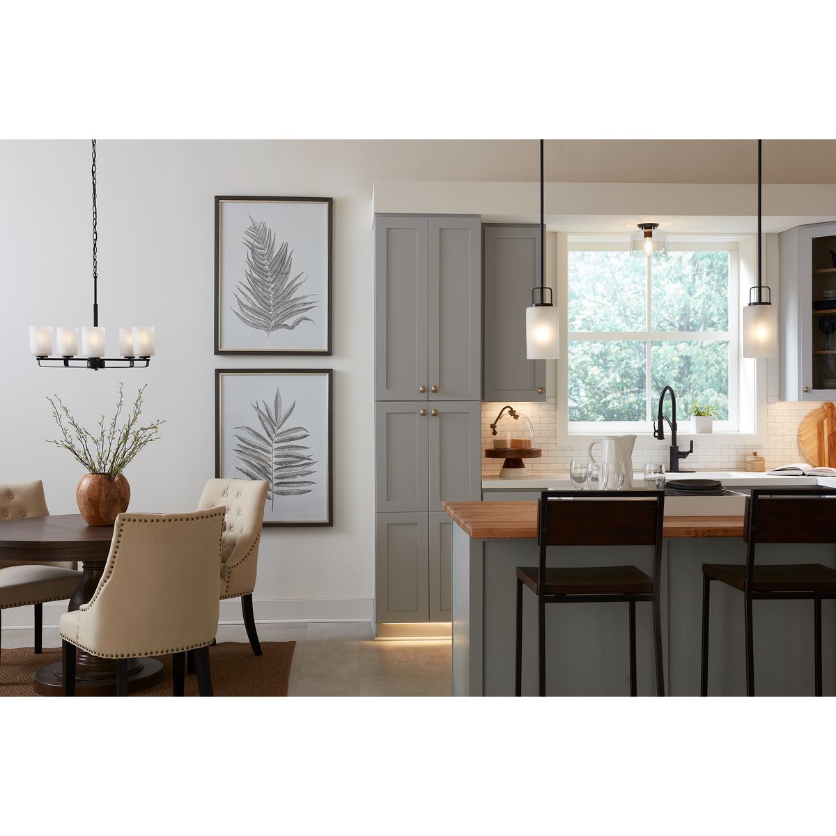 Progress Lighting Adley matte black flush mount in kitchen