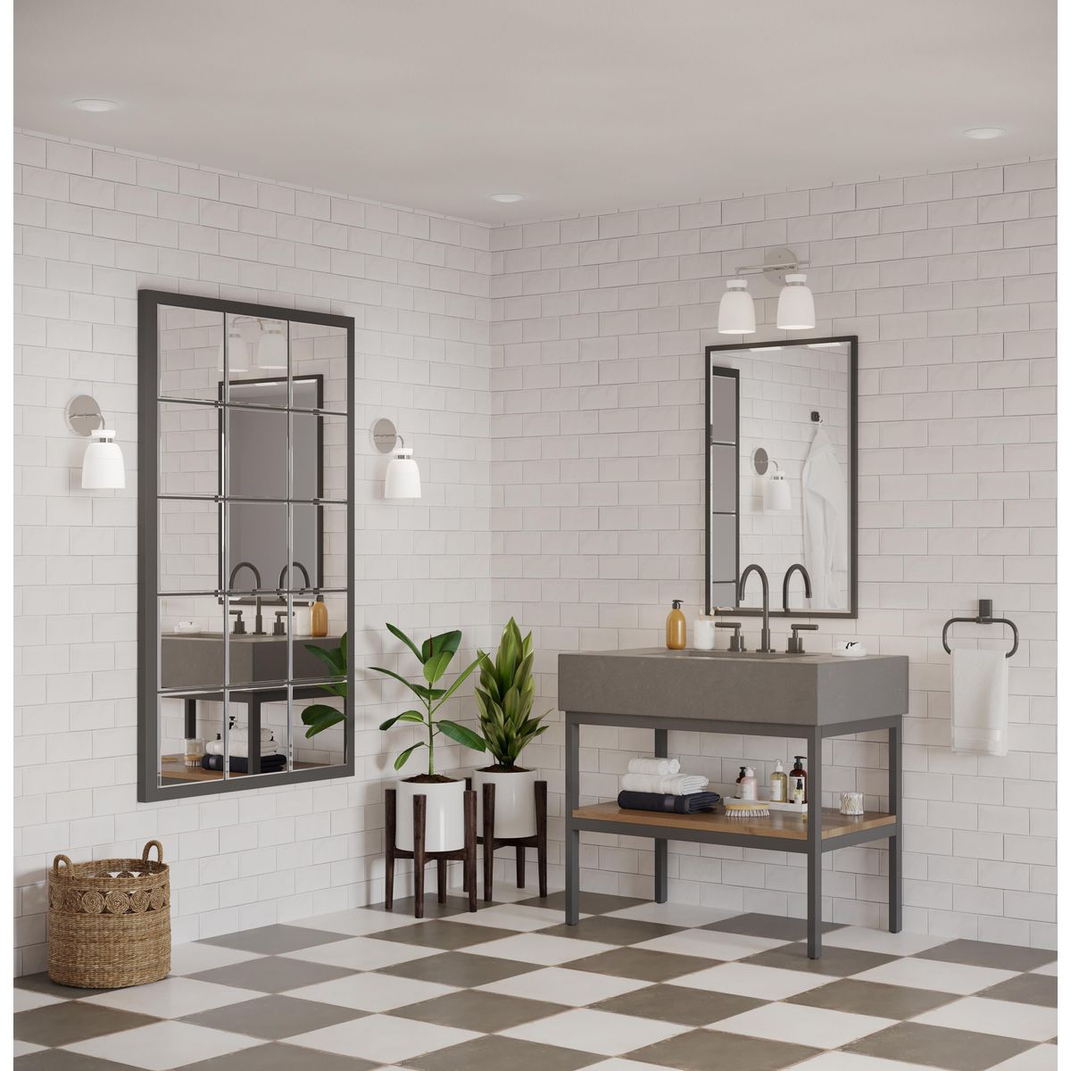 Progress Lighting Lexie Collection Polished Chrome 2-Light Bath Vanity Wall Light in Bathroom Lifestyle Setting