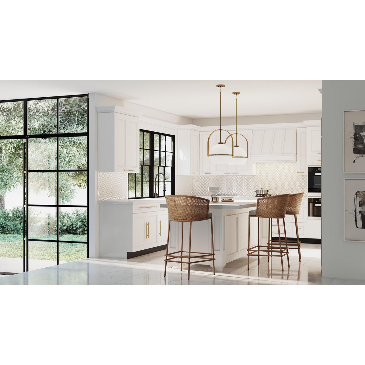 Progress Lighting Delayne brushed bronze pendant light in kitchen