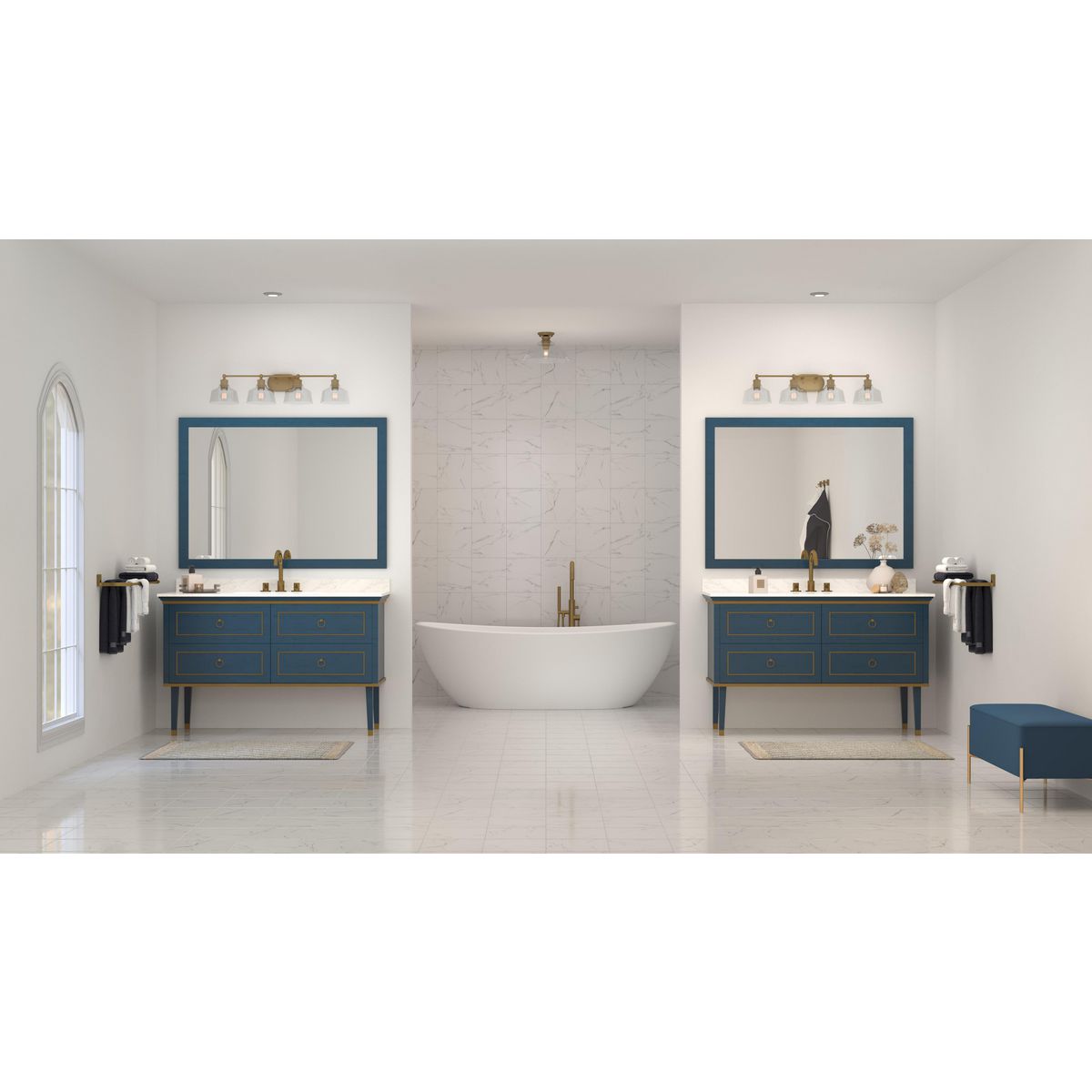 Progress Lighting Singleton 4 light bath vanity wall light in bathroom setting