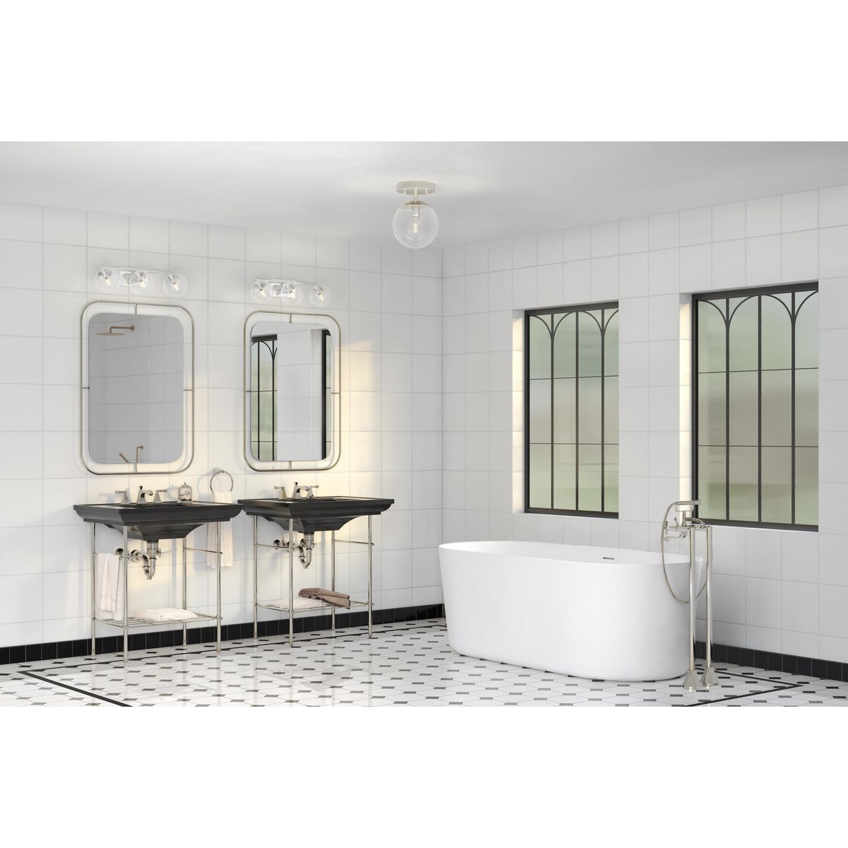 Progress Lighting Mod 3 light bath vanity wall light in bathroom setting
