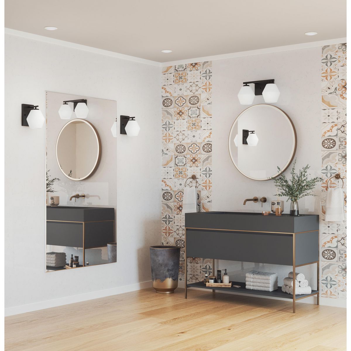 Progress Lighting Copeland 2 light bath vanity wall light in bathroom setting