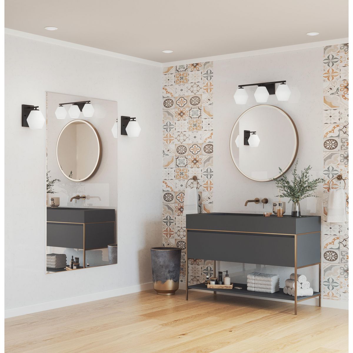Progress Lighting P300432-31M Copeland 3 Light Matte Black Bath Vanity Wall Light - Lifestyle Bathroom Scene