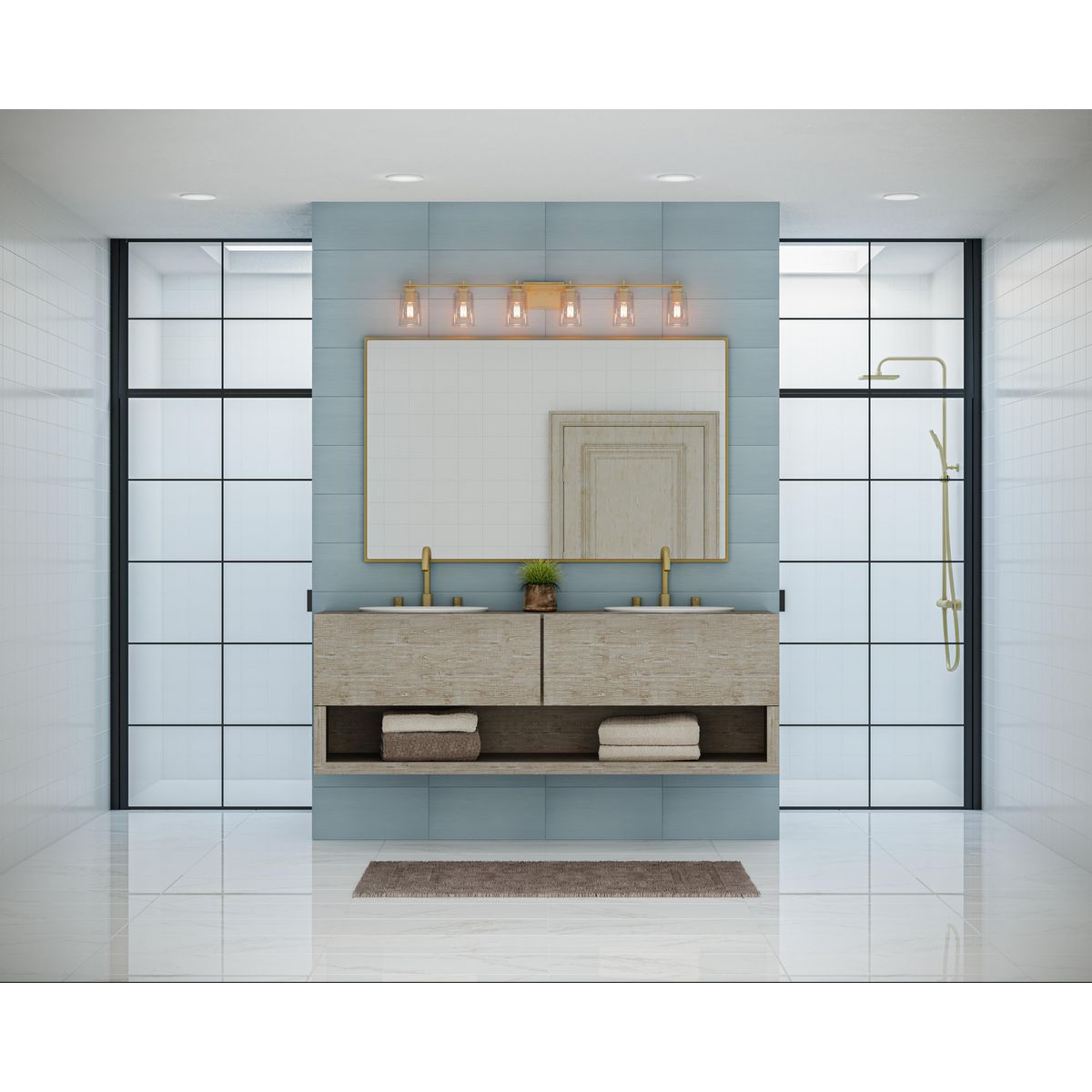 Progress Lighting P300372-012 Adley 6 Light Satin Brass Bath Vanity Wall Light - Lifestyle View