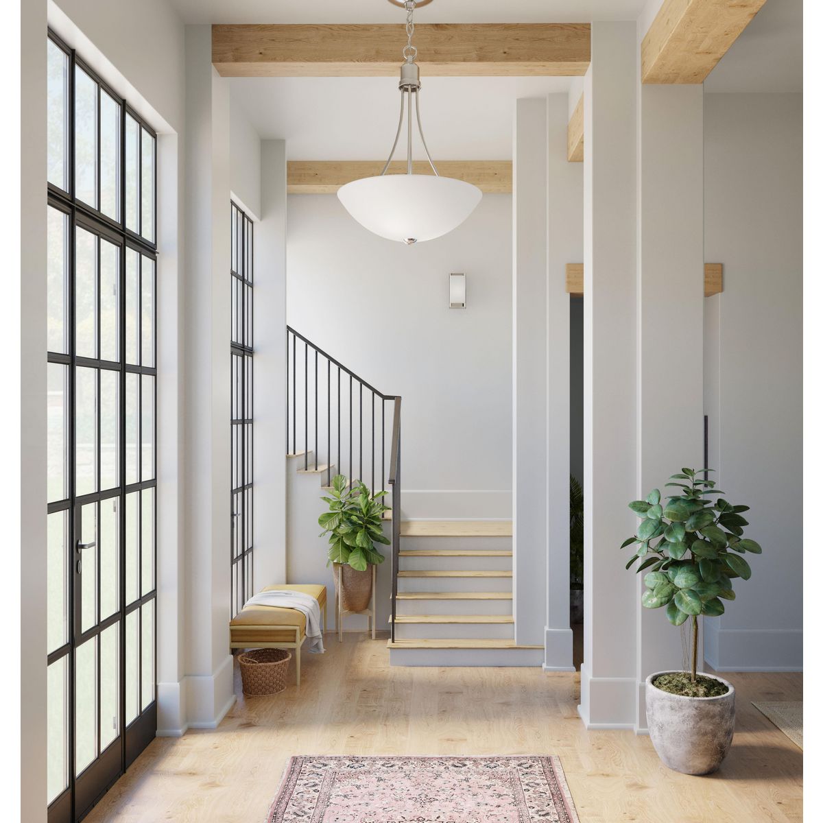 Progress Lighting Gather brushed nickel foyer pendant in interior setting
