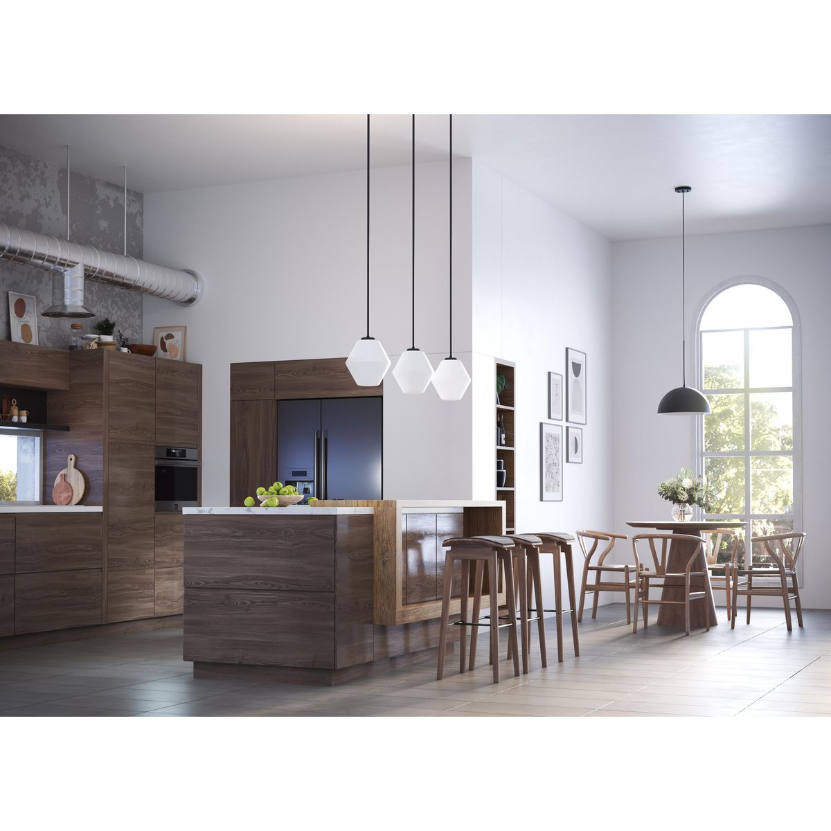 Progress Lighting P500409-31M Copeland 1 Light Matte Black Pendant - Lifestyle Kitchen Scene