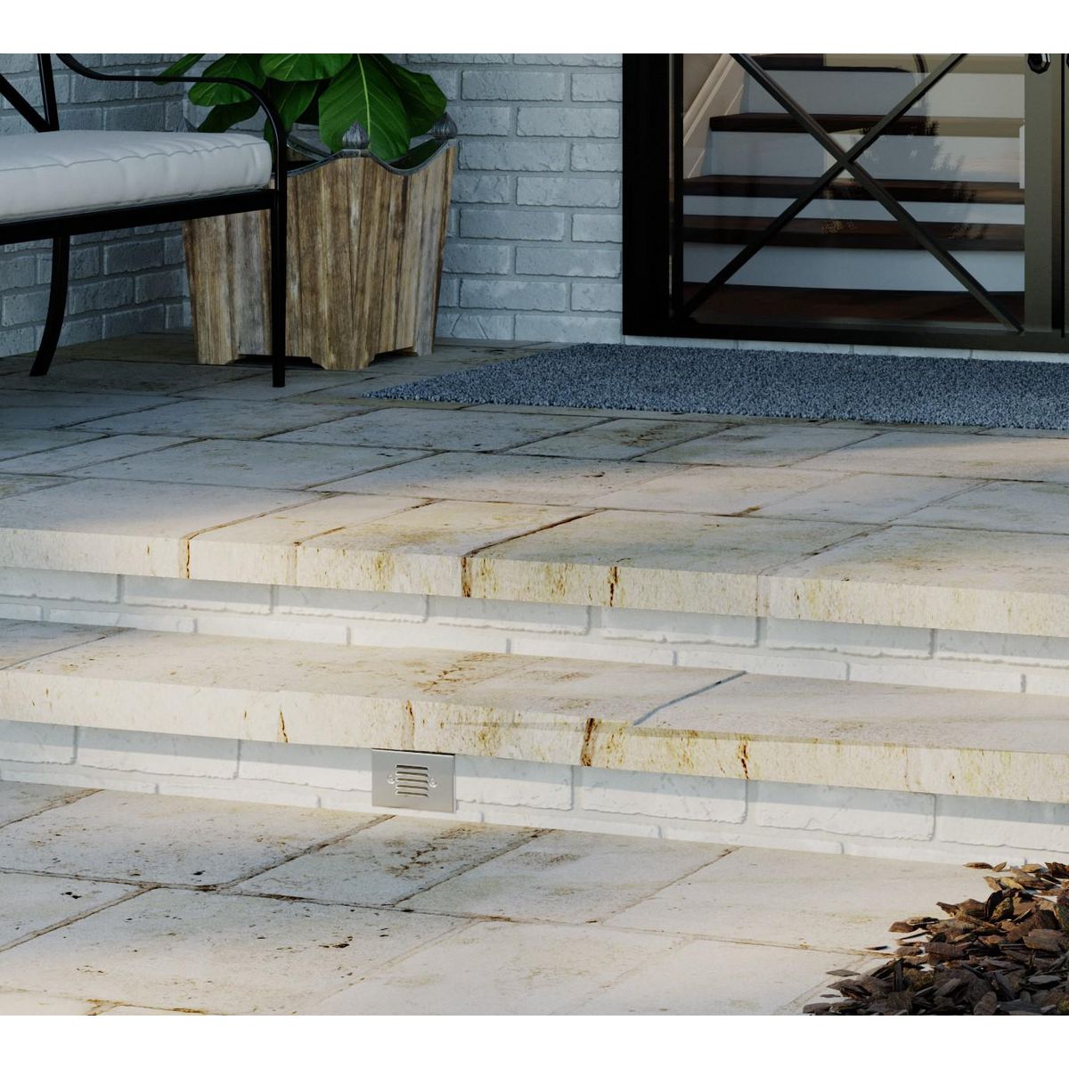 Progress Lighting P660004-009-30 LED Step Light Brushed Nickel - Outdoor Application Shot