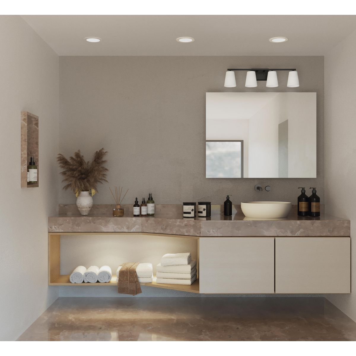 Progress Lighting Vertex 4 light bath vanity wall light in bathroom setting