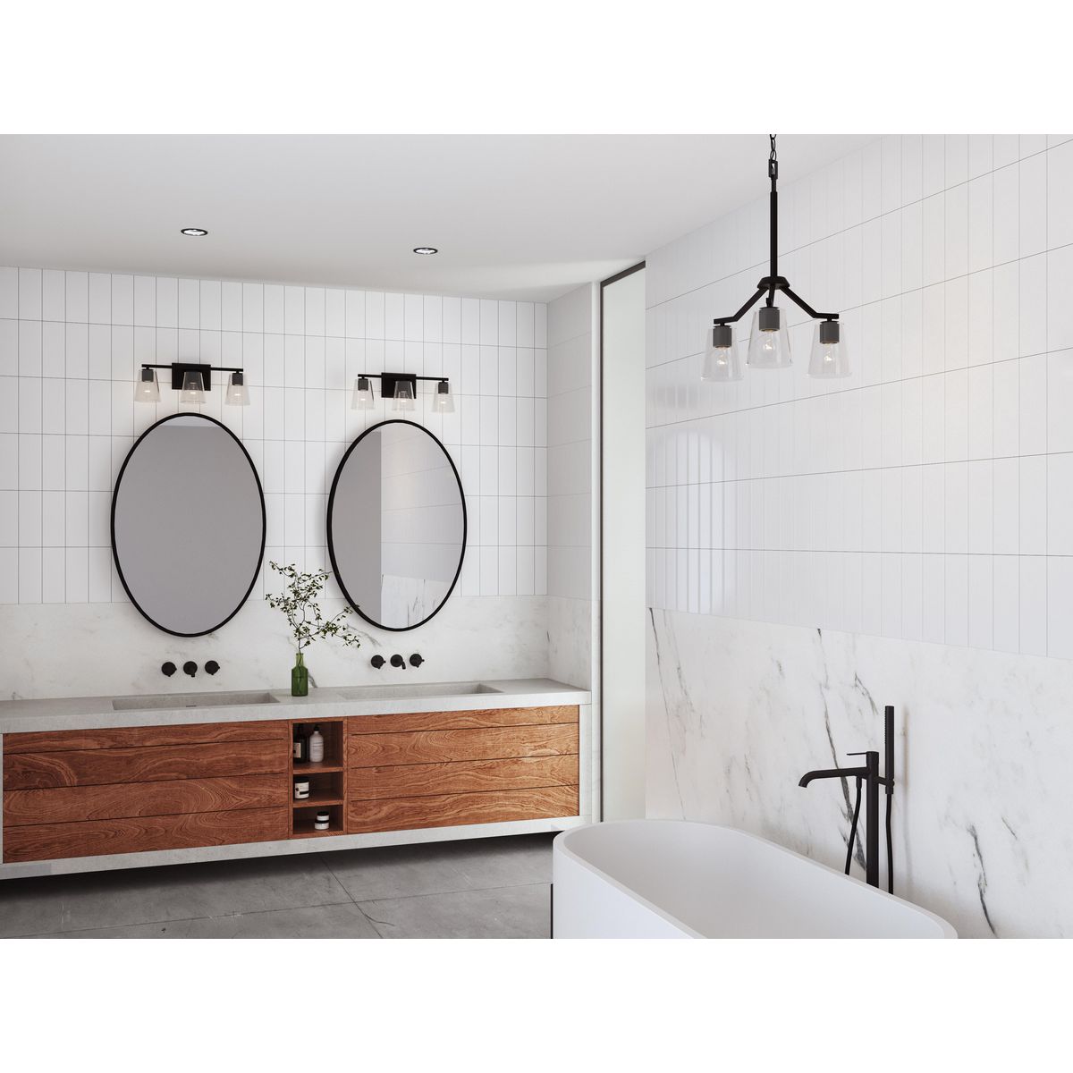 Progress Lighting P300459-31M Vertex collection bath lighting in modern bathroom