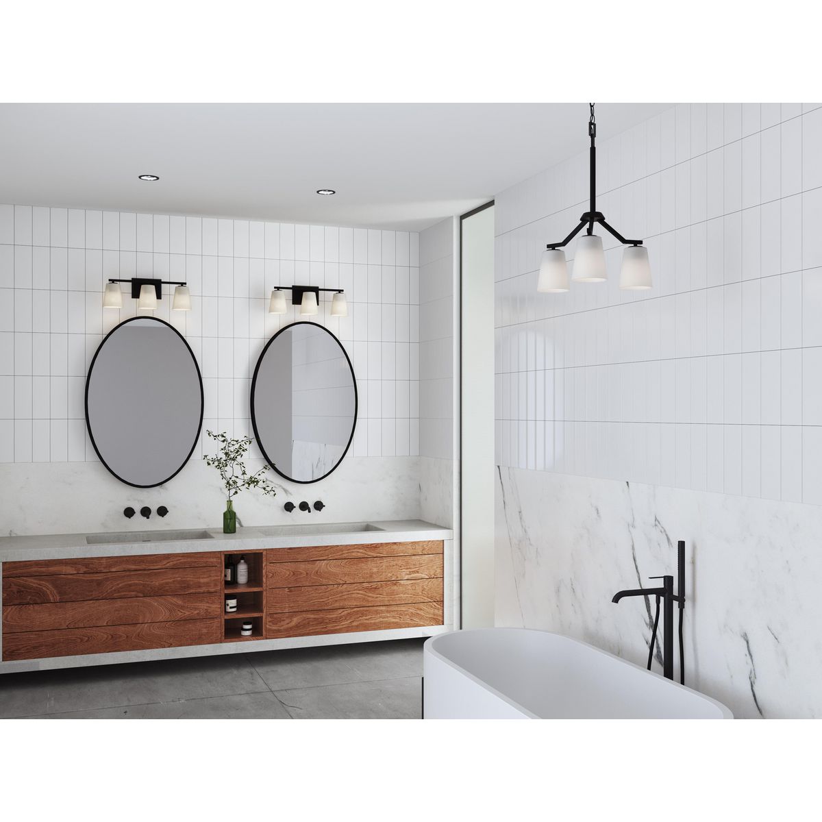Progress Lighting Vertex matte black bath vanity wall light in bathroom setting