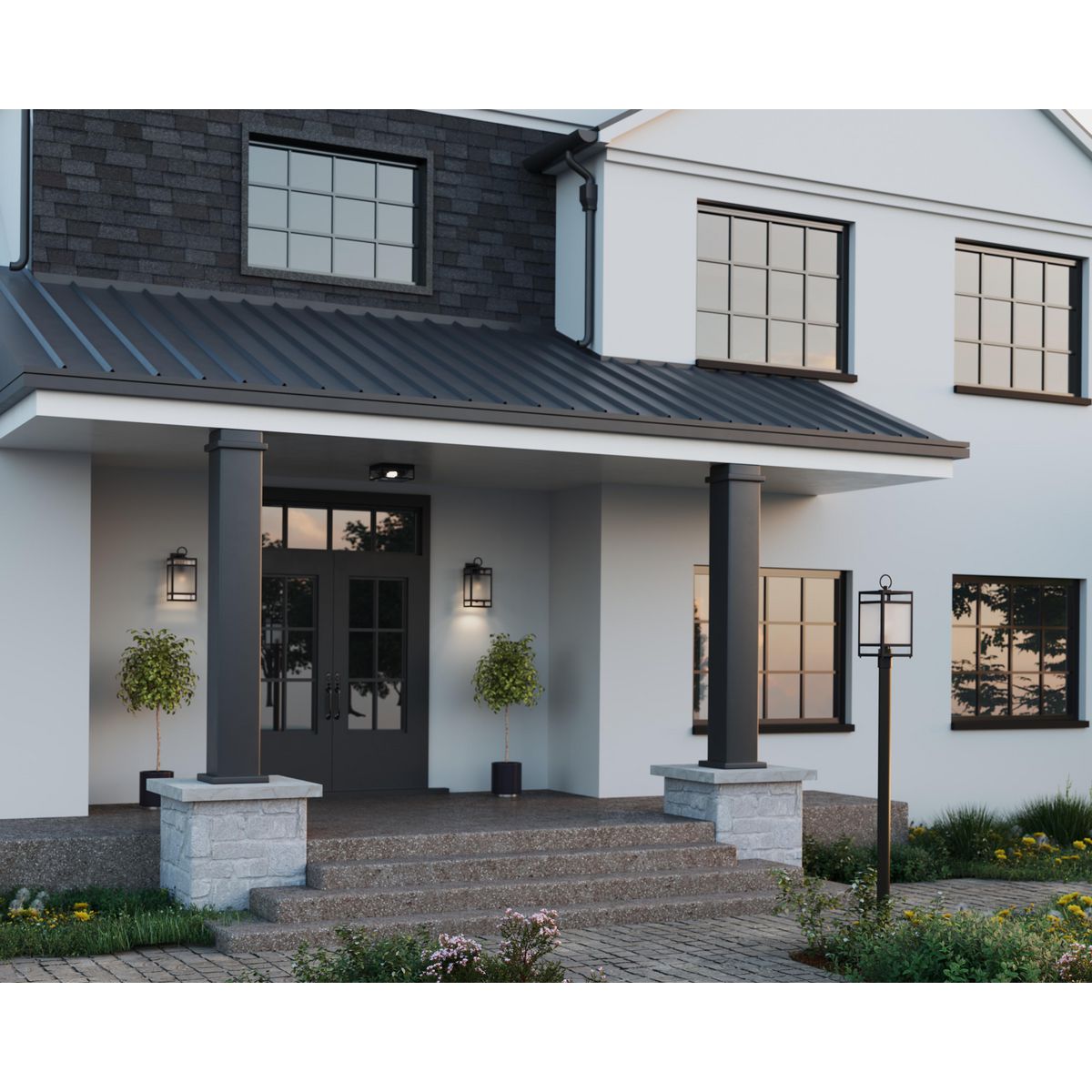 Progress Lighting Parrish outdoor post lantern installed at home exterior