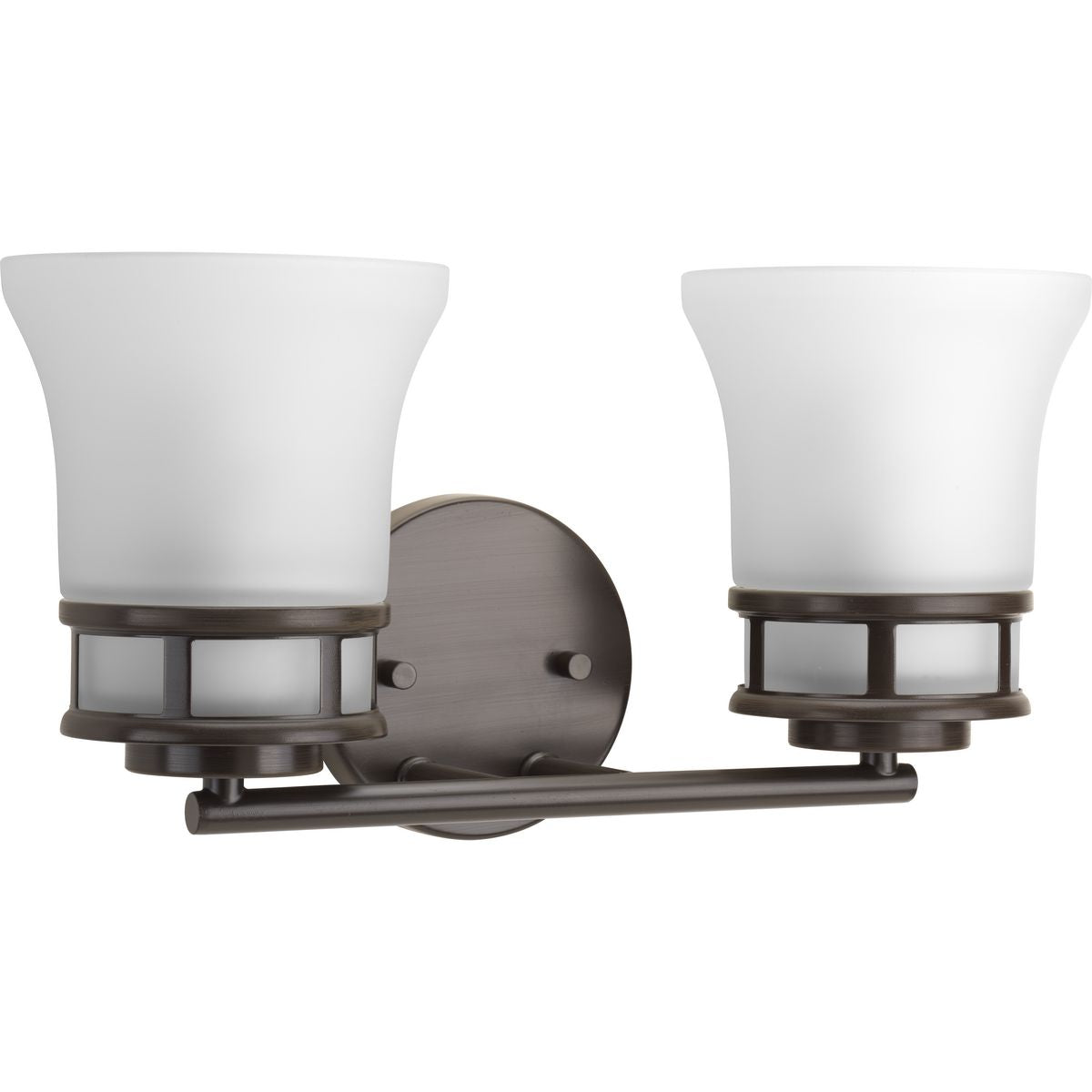 Progress Lighting P2147-20 Cascadia 2 Light Antique Bronze Bath Vanity Wall Light with frosted glass shades