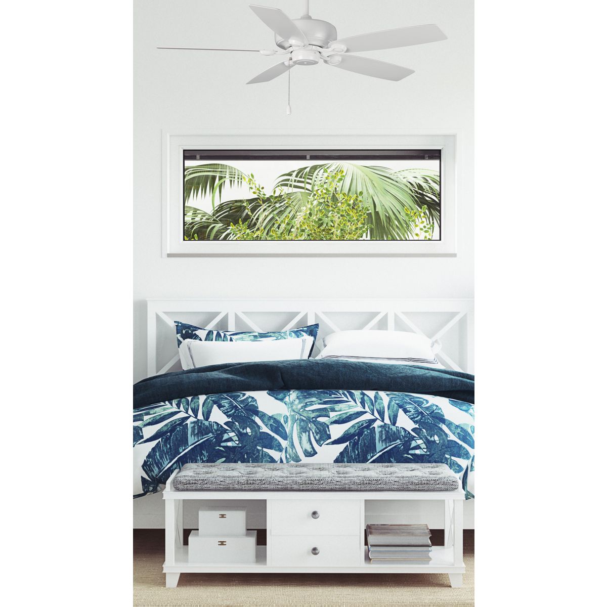 Progress Lighting P250016-030 Performance Builder 52 inch White Ceiling Fan in bedroom setting
