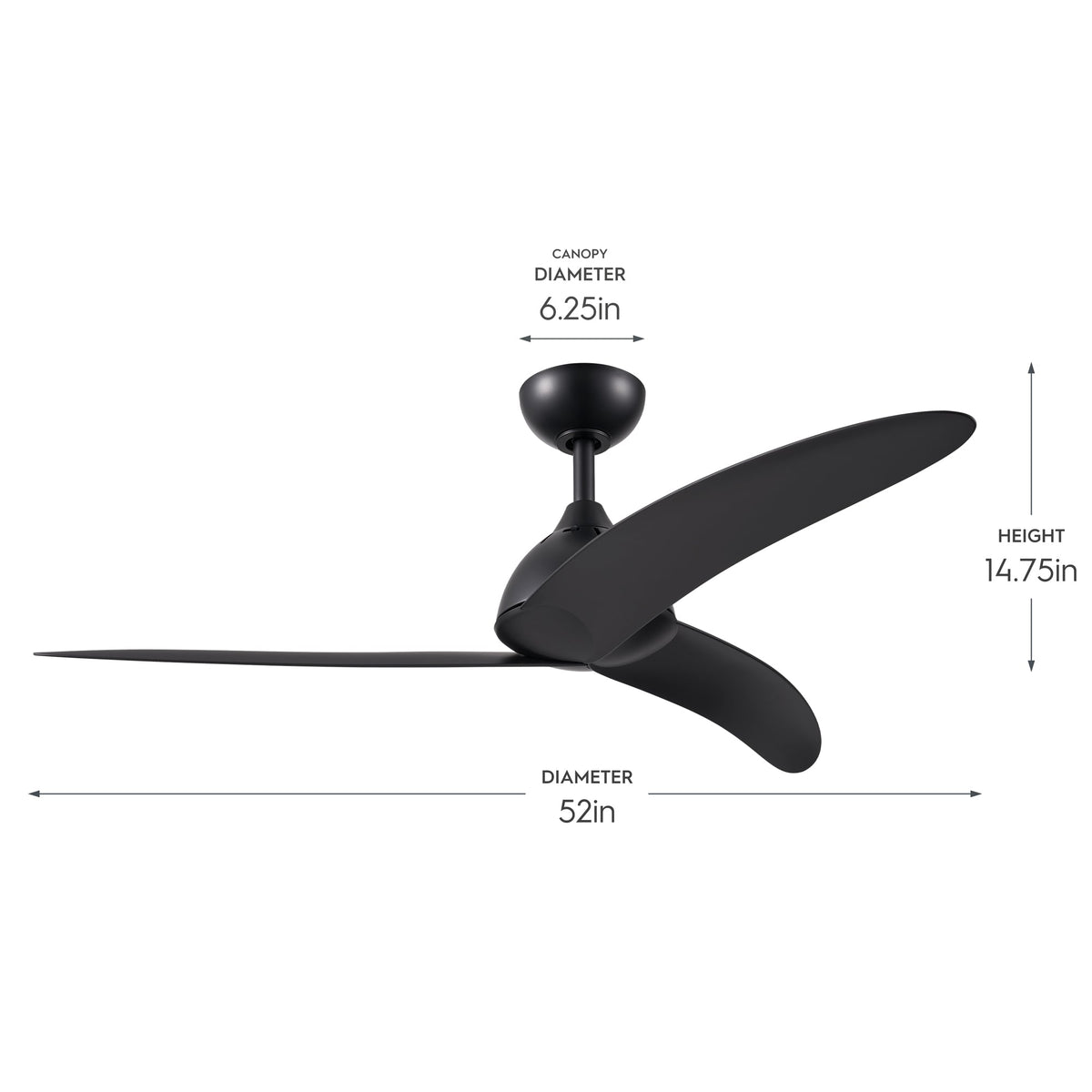 Nirra 52 inch ceiling fan dimension diagram
