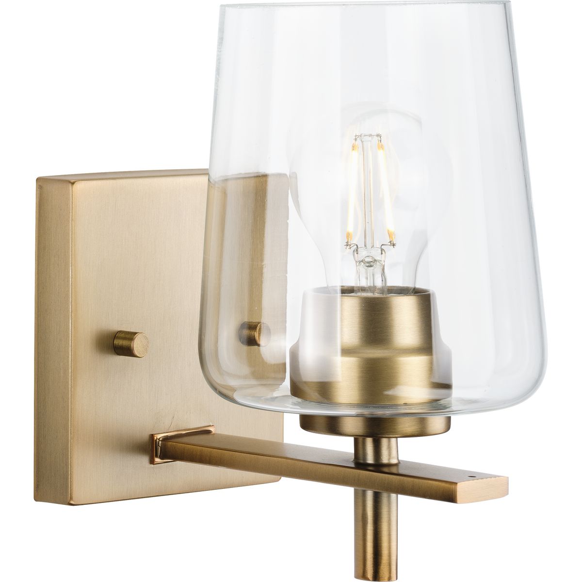 Progress Lighting Calais 1 Light Vintage Brass Bath Vanity Wall Light with Clear Glass
