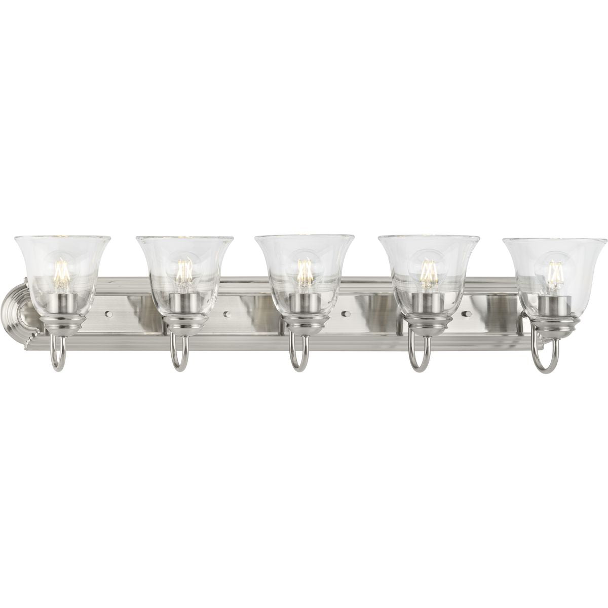 Progress Lighting P300393-009 5 light brushed nickel bath vanity wall light with clear glass
