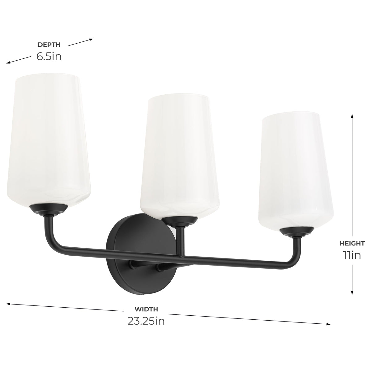 Progress Lighting Celino 3 light black bath vanity wall light front view